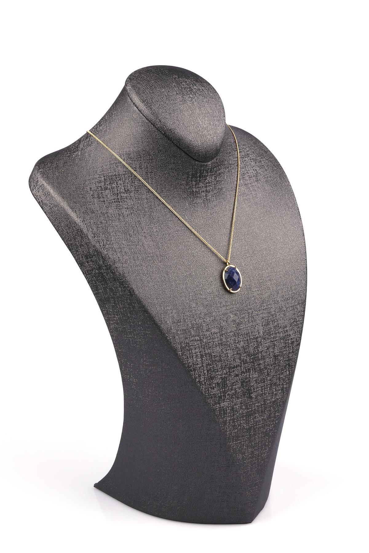 Lapis Lazuli Doğal Taş Gold Renkli Kolye