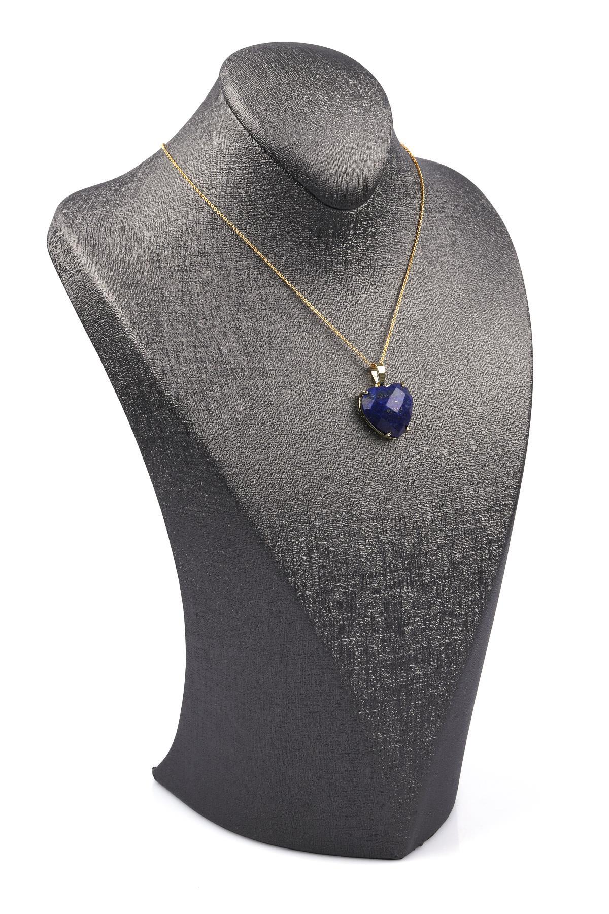 Lapis Lazuli Doğal Taş Gold Renkli Kolye