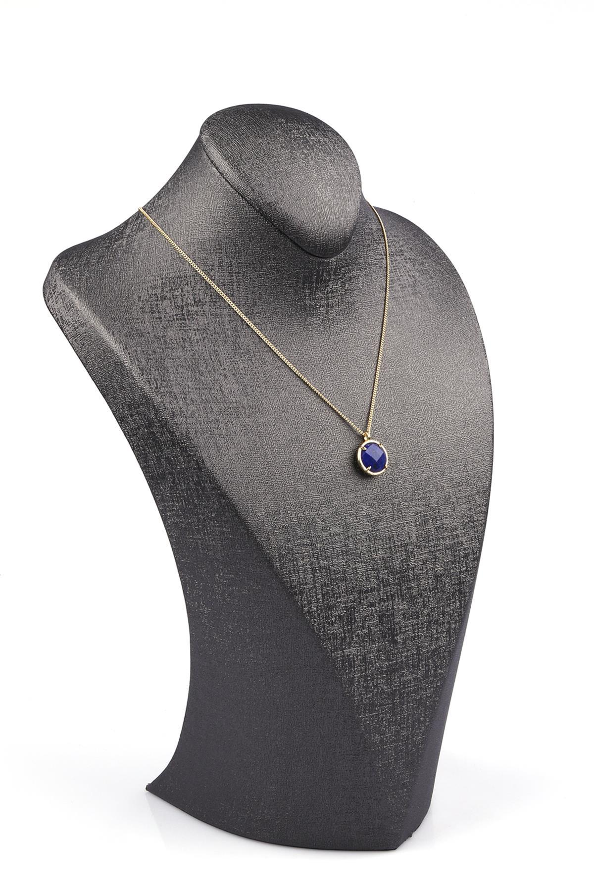 Lapis Lazuli Doğal Taş Gold Renkli Kolye