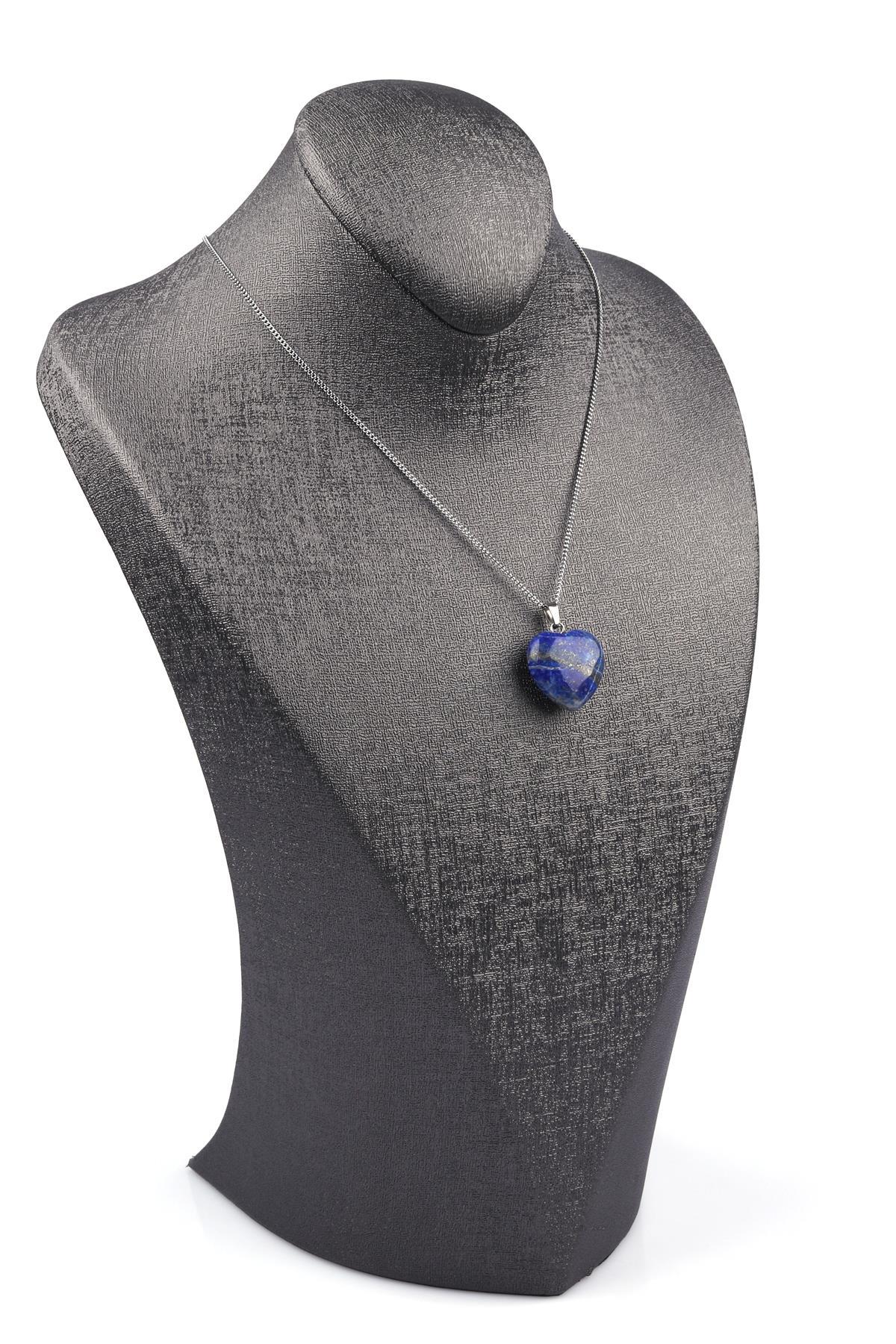 Lapis Lazuli Doğal Taş Kalp Model Kolye