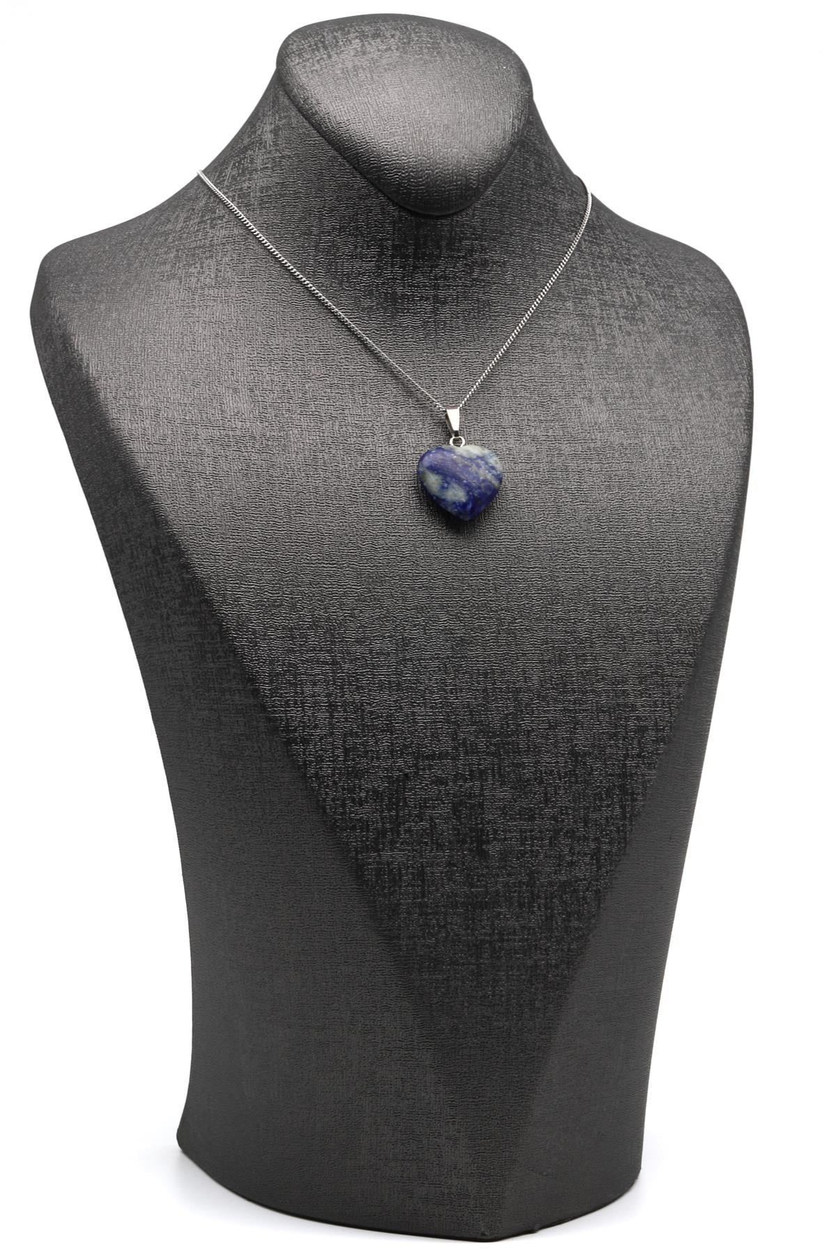Lapis Lazuli Doğal Taş Kalp Model Kolye