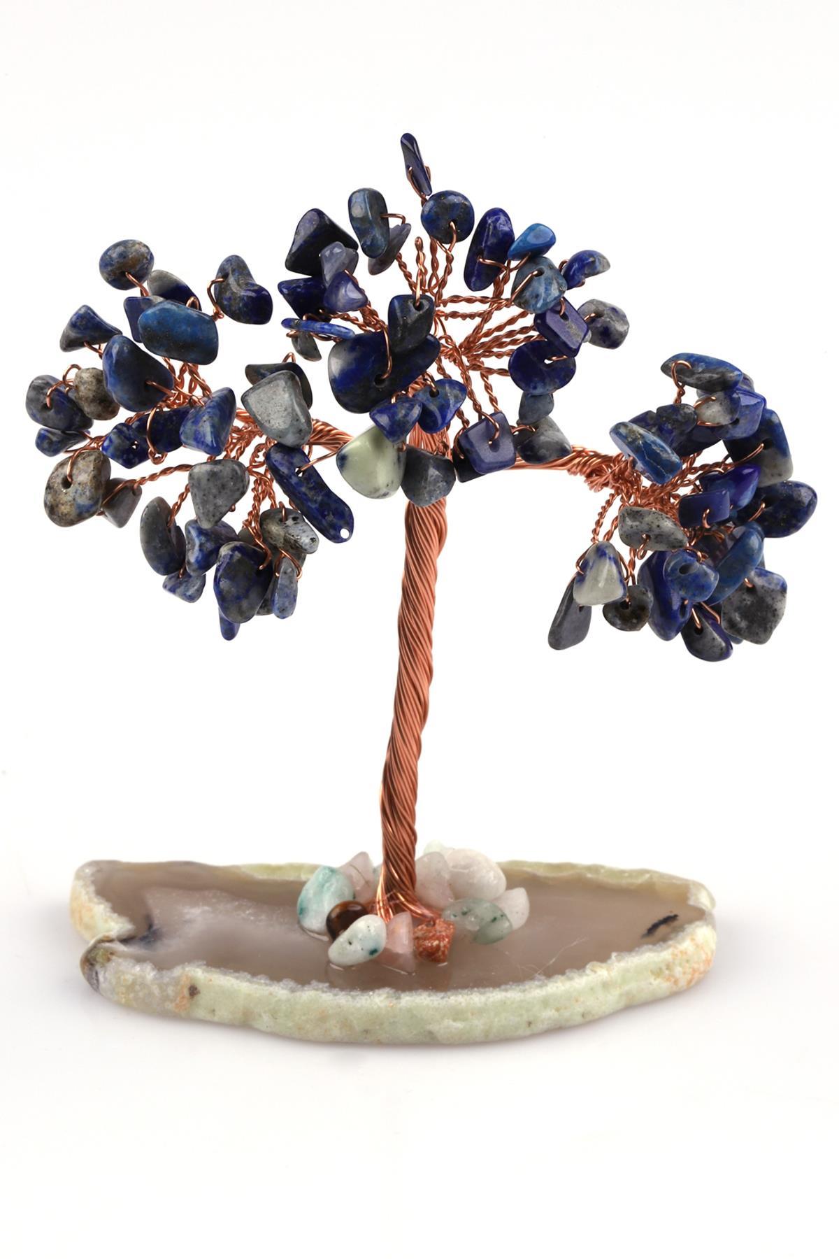Lapis Lazuli Doğal Taş Tel Sarmalı Ağaç