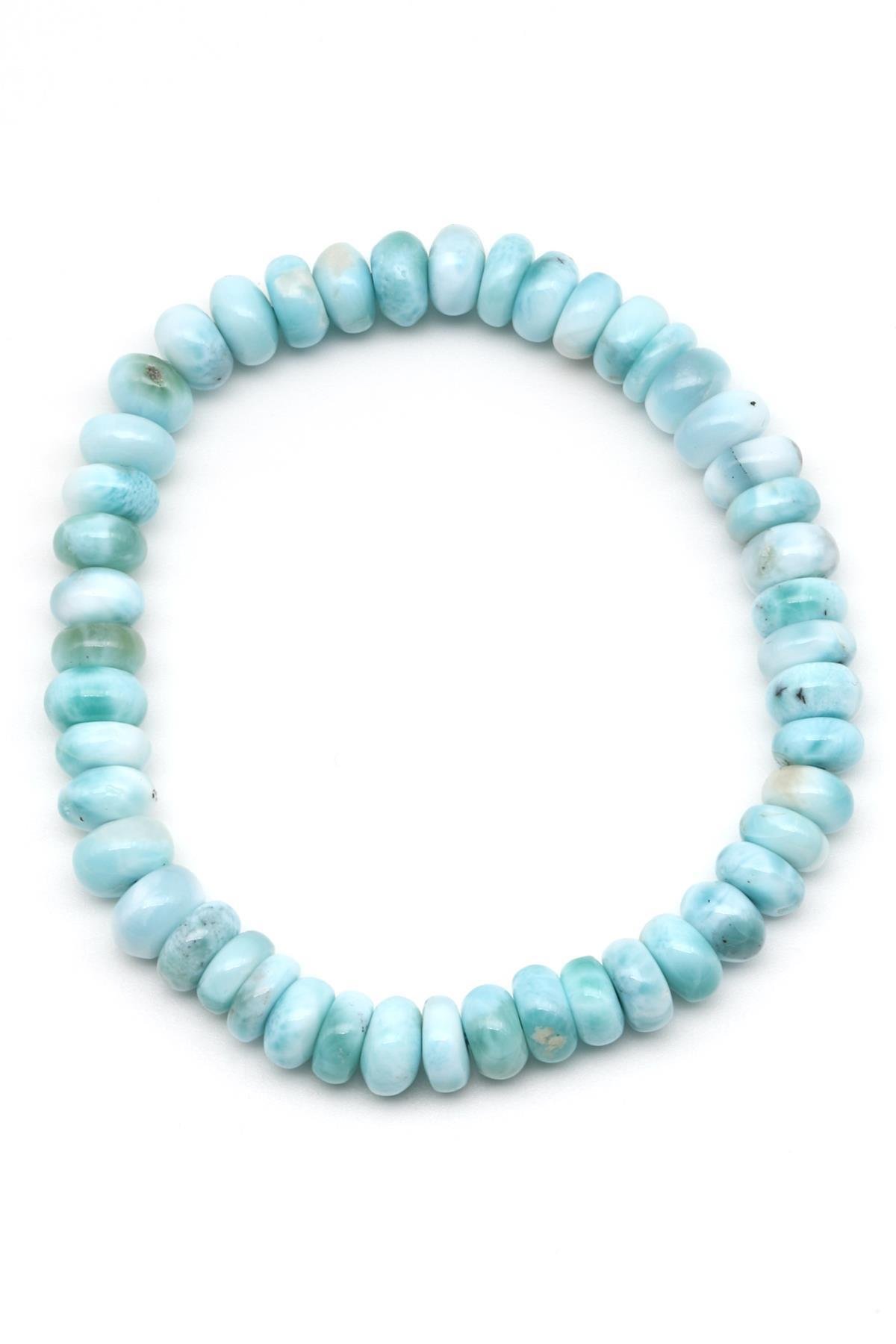 Larimar Doğal Taş 4 x 7 mm Rondel Kesim Bileklik