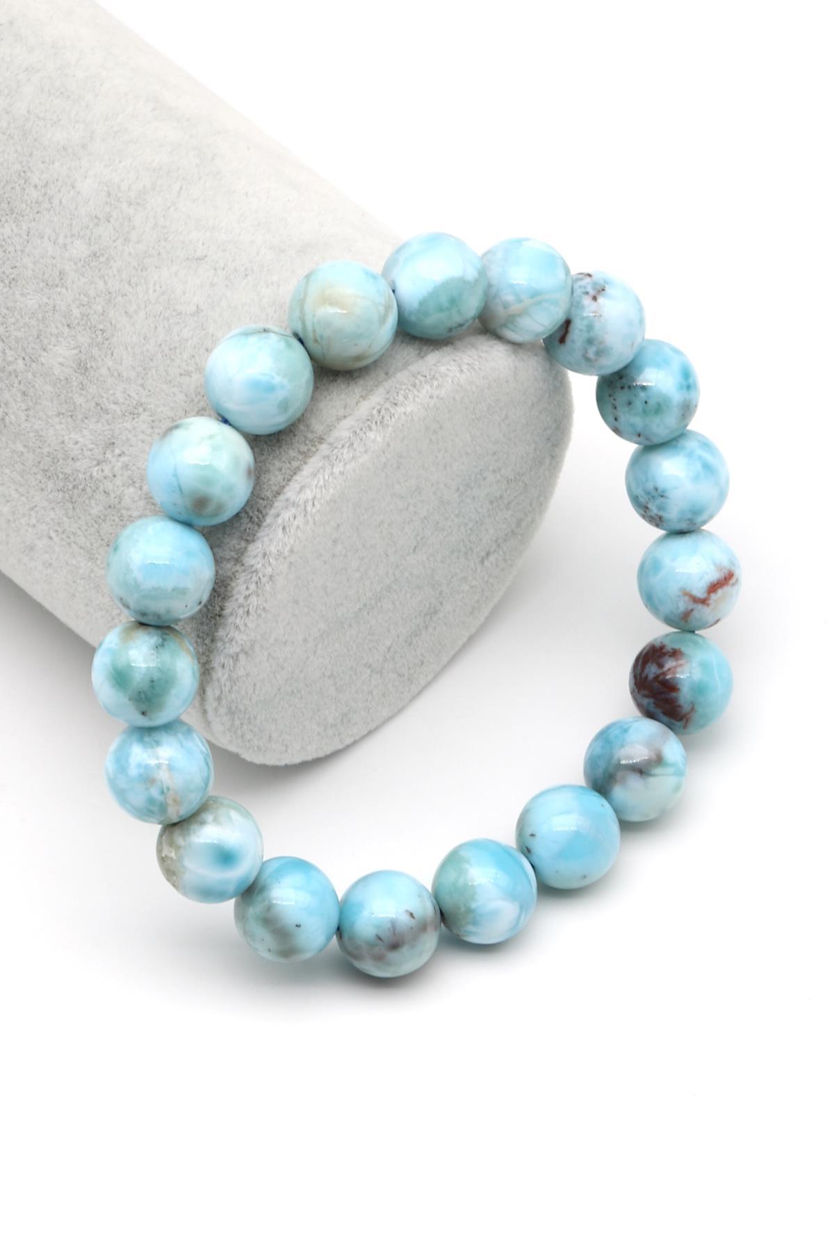 Larimar Doğal Taş Bileklik 11 mm Küre Kesim