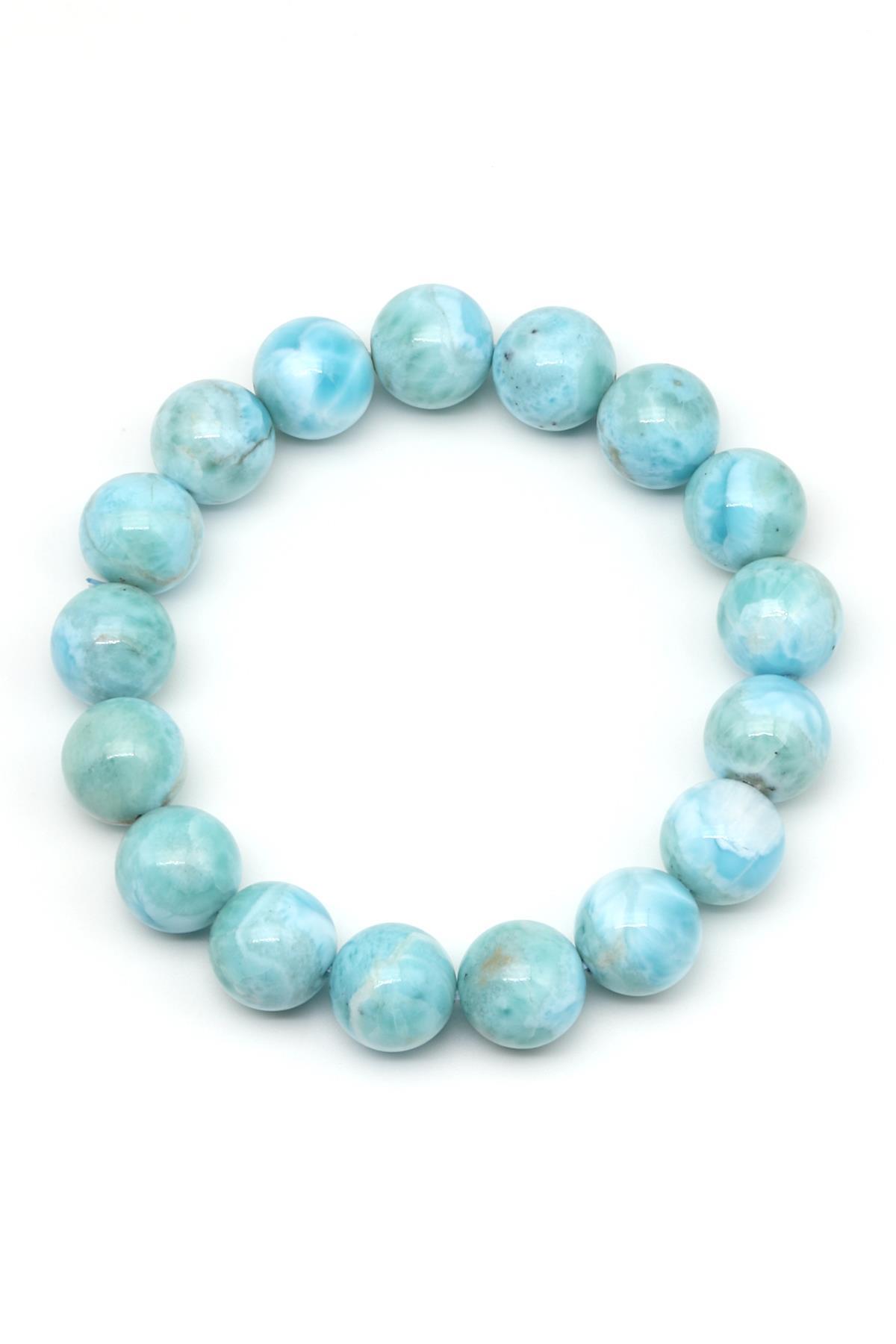 Larimar Doğal Taş Bileklik 11 mm Küre Kesim