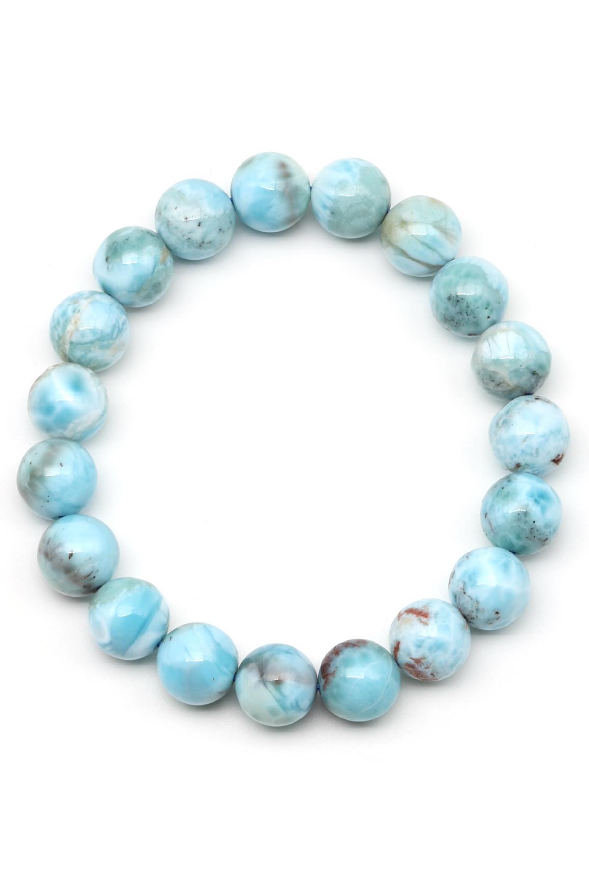 Larimar Doğal Taş Bileklik 11 mm Küre Kesim