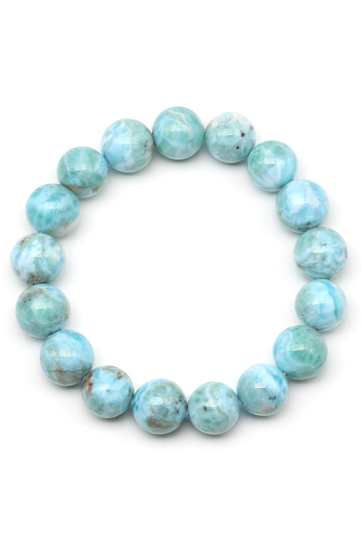 Larimar Doğal Taş Bileklik 12 mm Küre Kesim