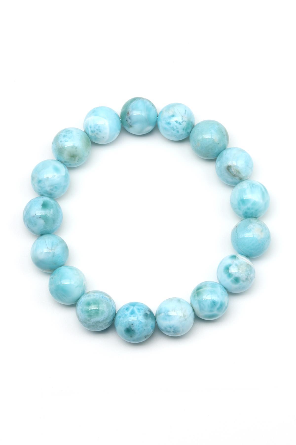 Larimar Doğal Taş Bileklik 12 mm Küre Kesim