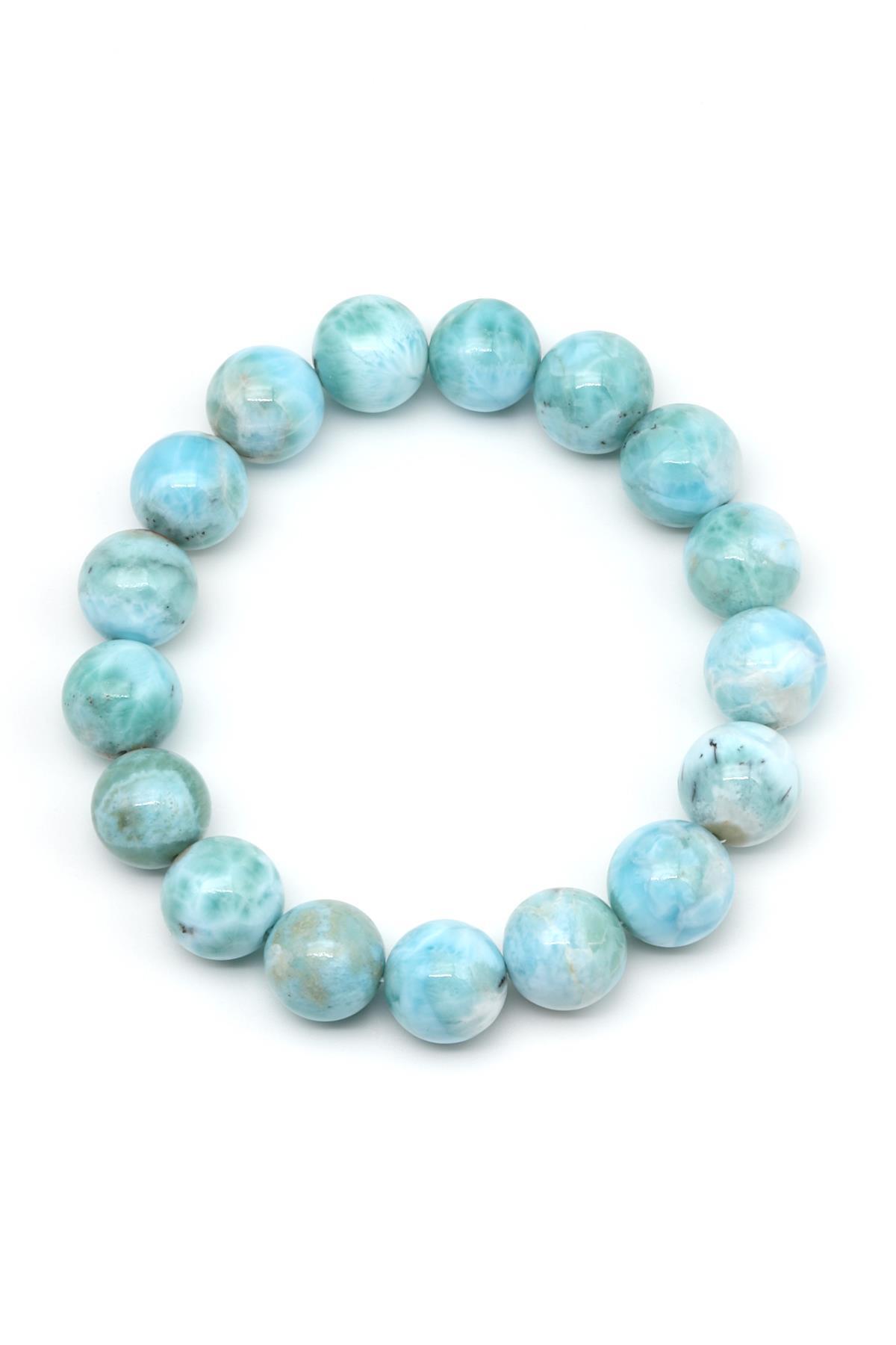 Larimar Doğal Taş Bileklik 12 mm Küre Kesim