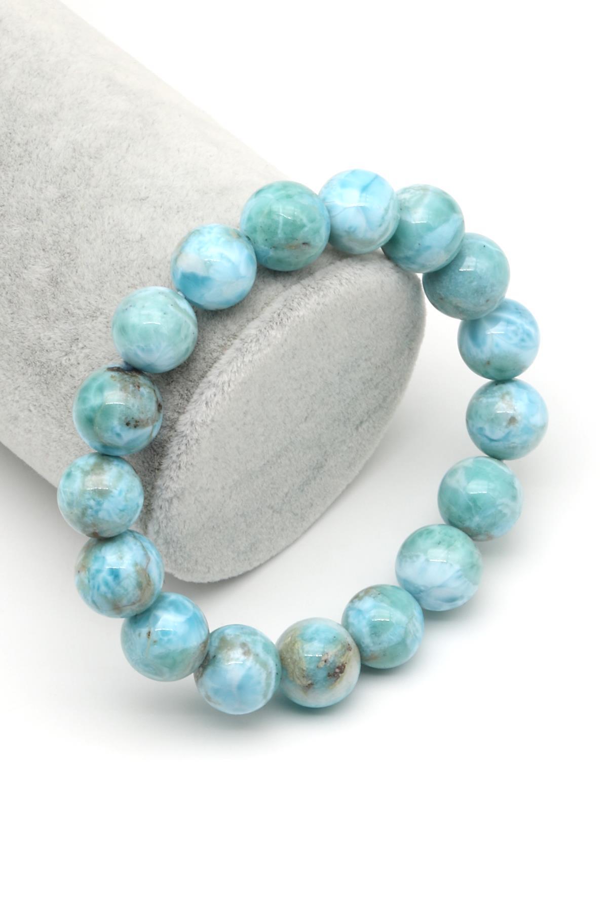 Larimar Doğal Taş Bileklik 12 mm Küre Kesim