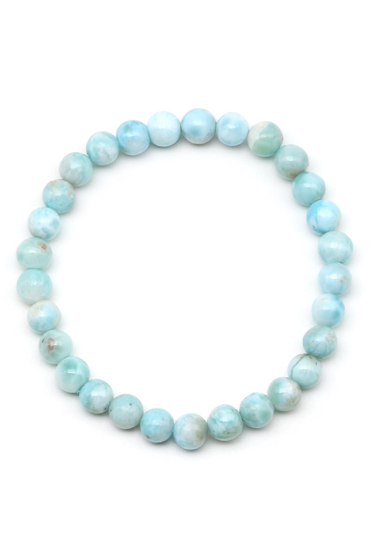 Larimar Doğal Taş Bileklik 6 mm Küre Kesim