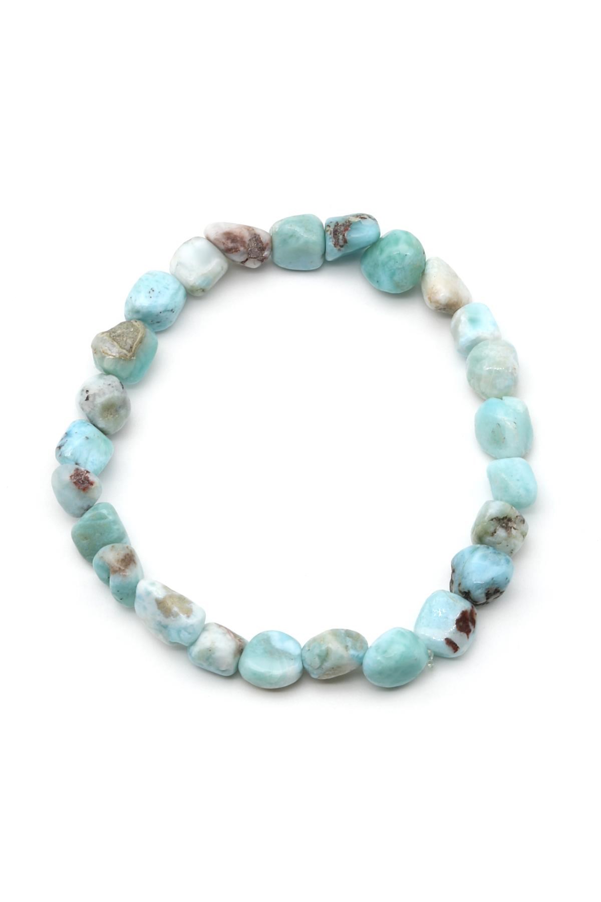 Larimar Doğal Taş Bileklik 6 x 8 mm Özel Kesim