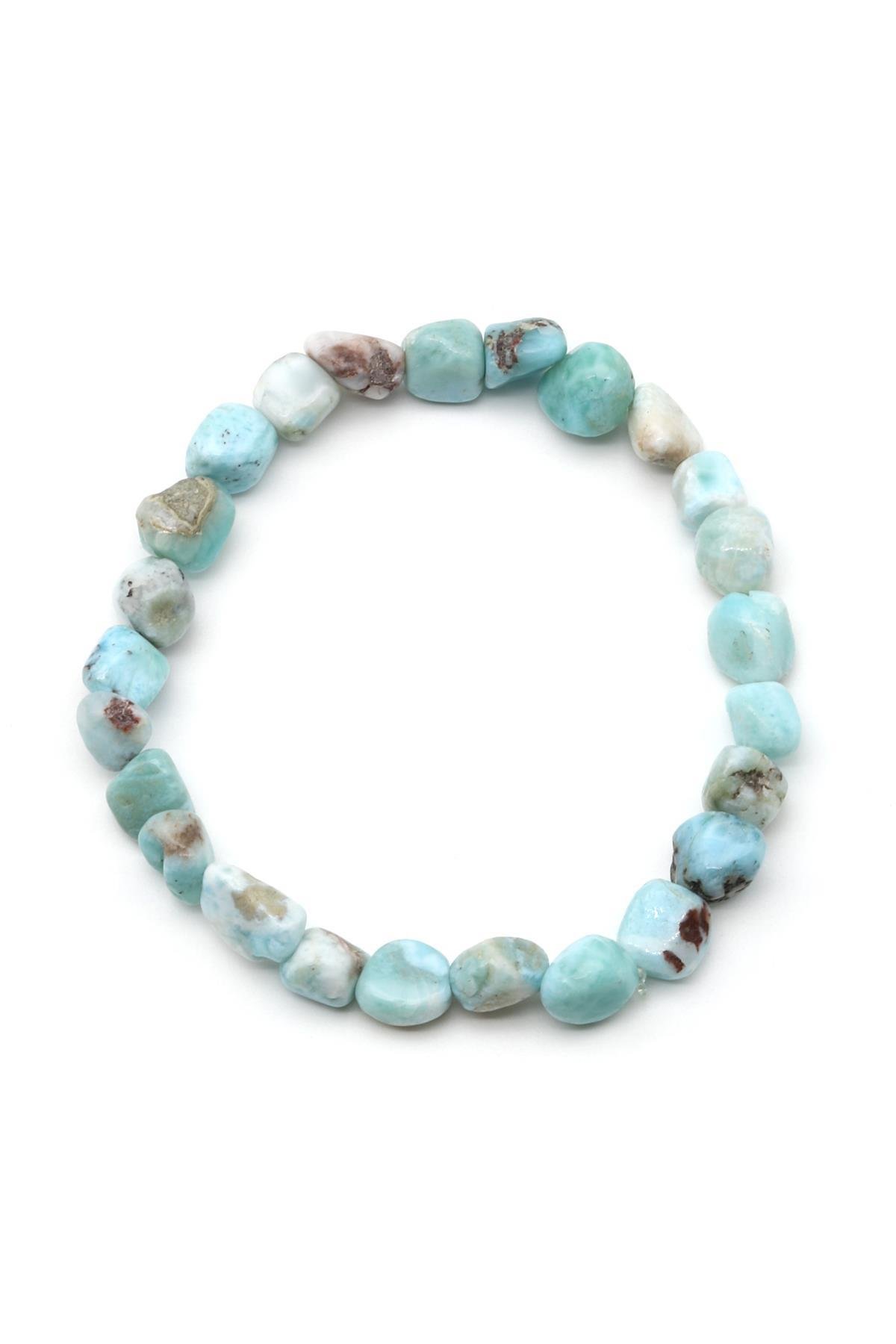 Larimar Doğal Taş Bileklik 6 x 8 mm Özel Kesim