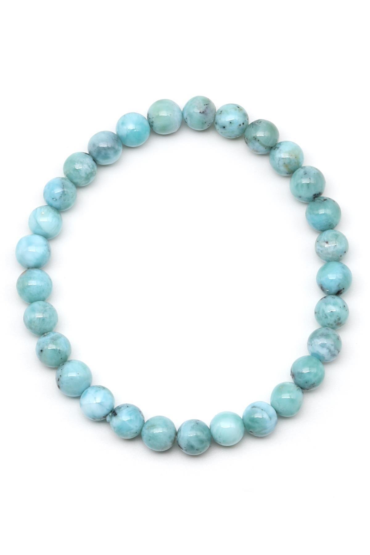 Larimar Doğal Taş Bileklik 7 mm Küre Kesim
