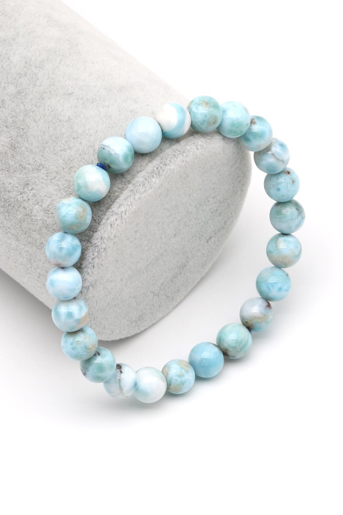 Larimar Doğal Taş Bileklik 7 mm Küre Kesim - BLK-1997