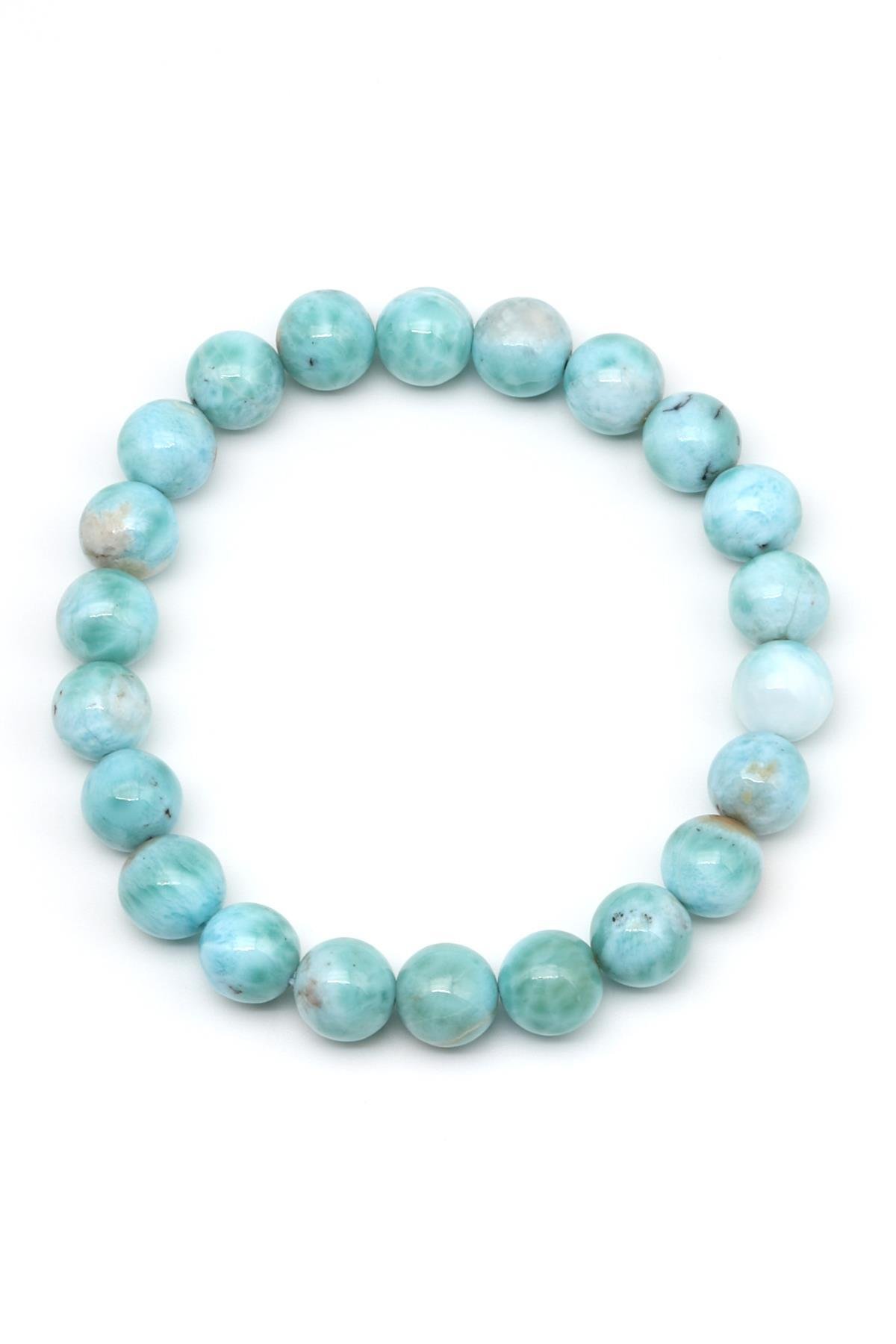 Larimar Doğal Taş Bileklik 8 mm Küre Kesim