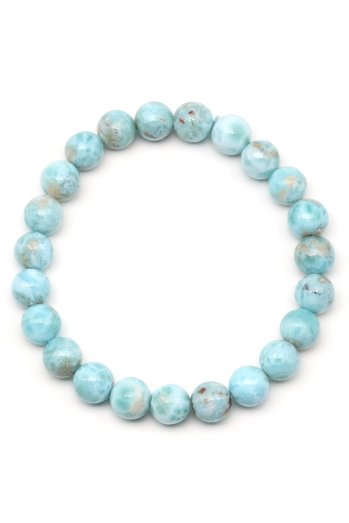Larimar Doğal Taş Bileklik 8 mm Küre Kesim