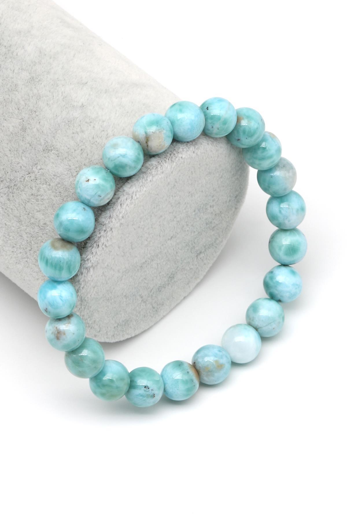 Larimar Doğal Taş Bileklik 8 mm Küre Kesim
