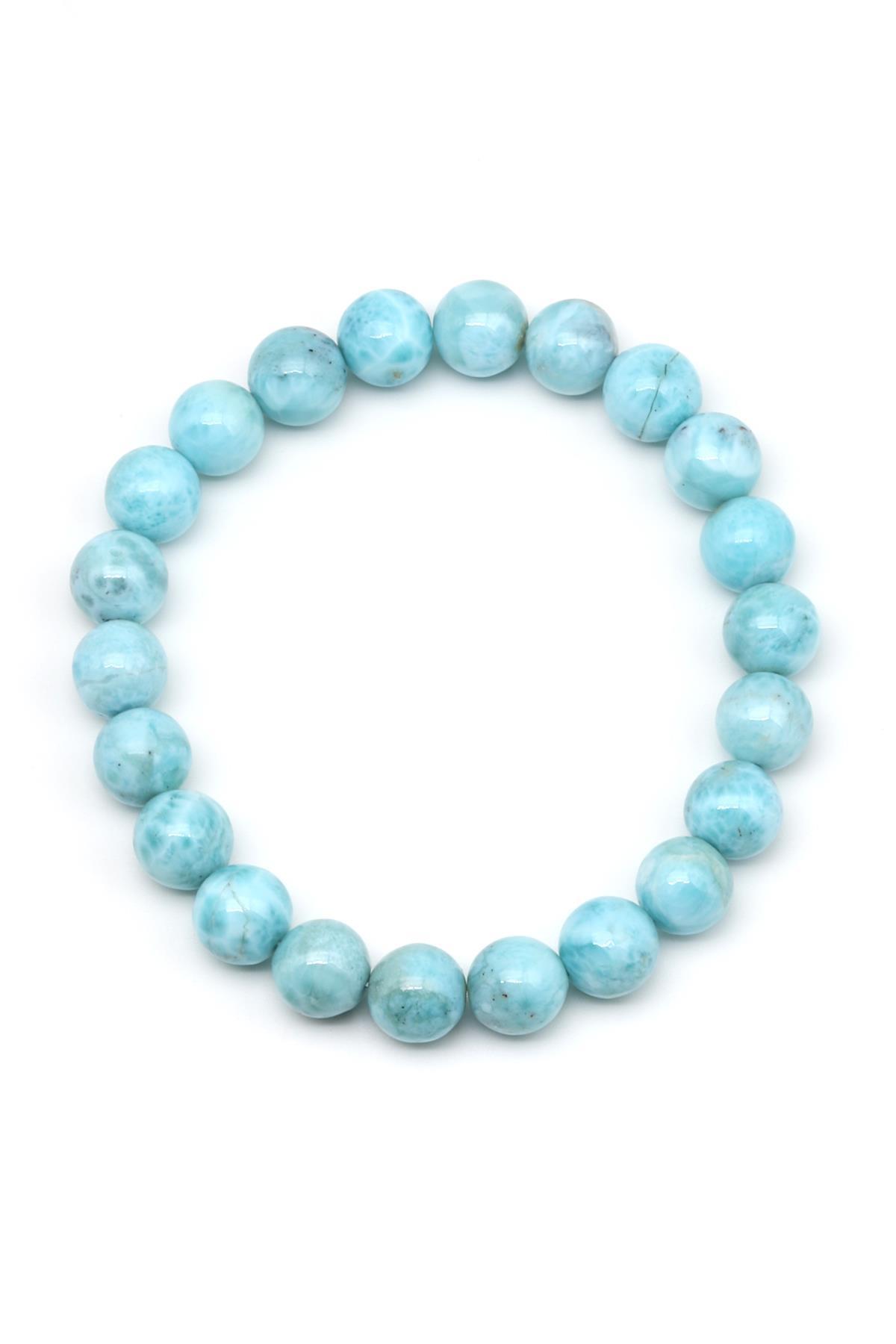 Larimar Doğal Taş Bileklik 9 mm Küre Kesim
