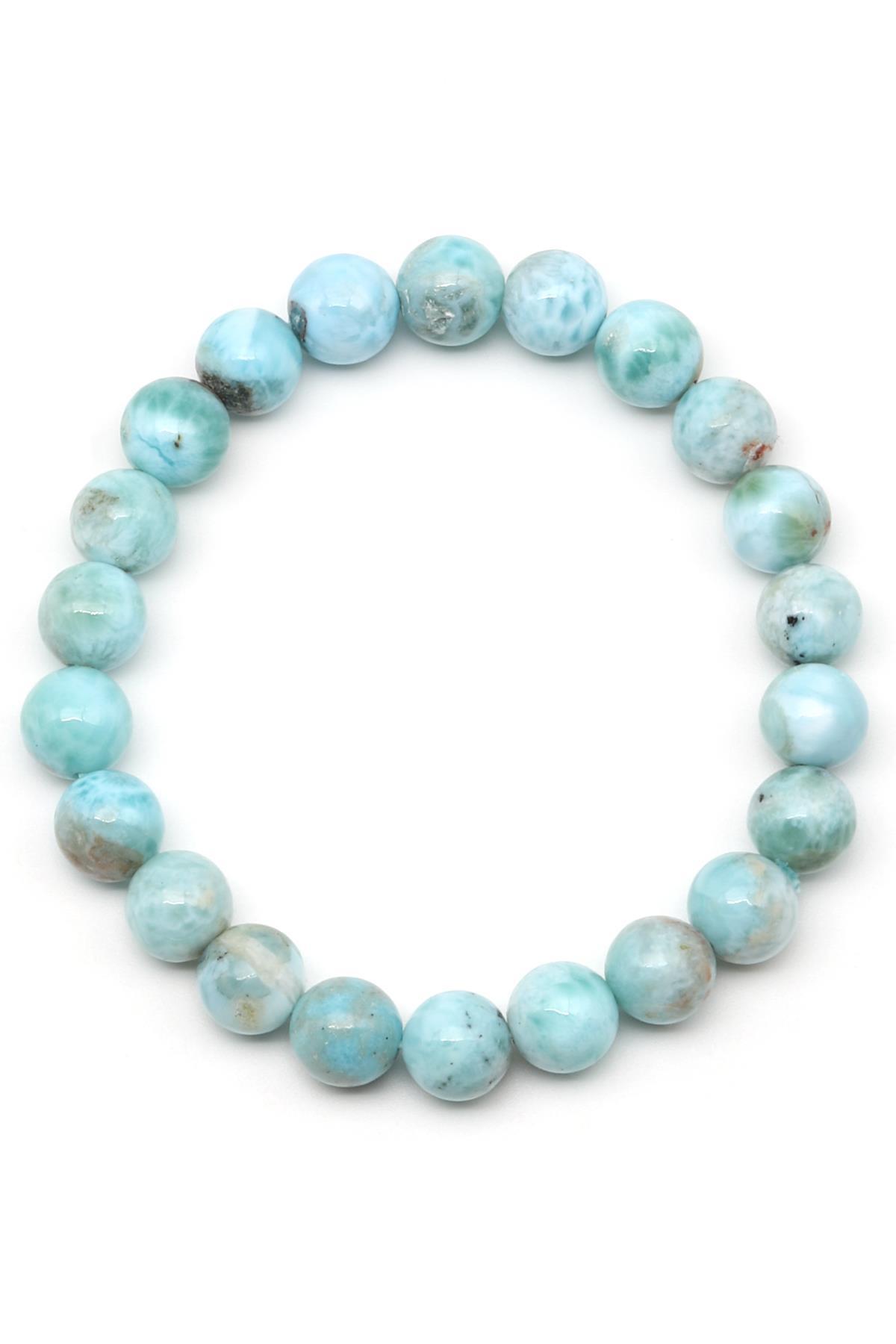 Larimar Doğal Taş Bileklik 9 mm Küre Kesim