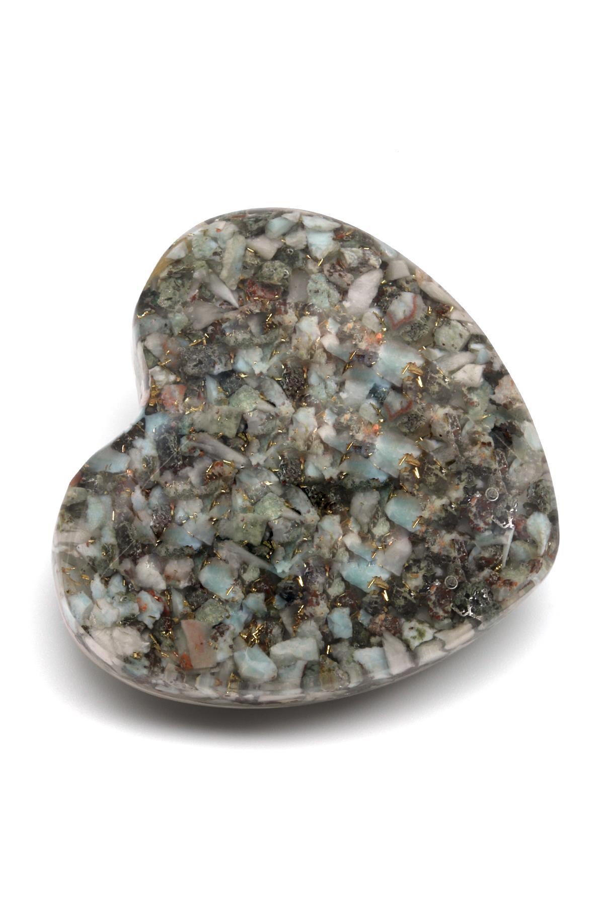 Larimar Taşından Orgonit Kalp