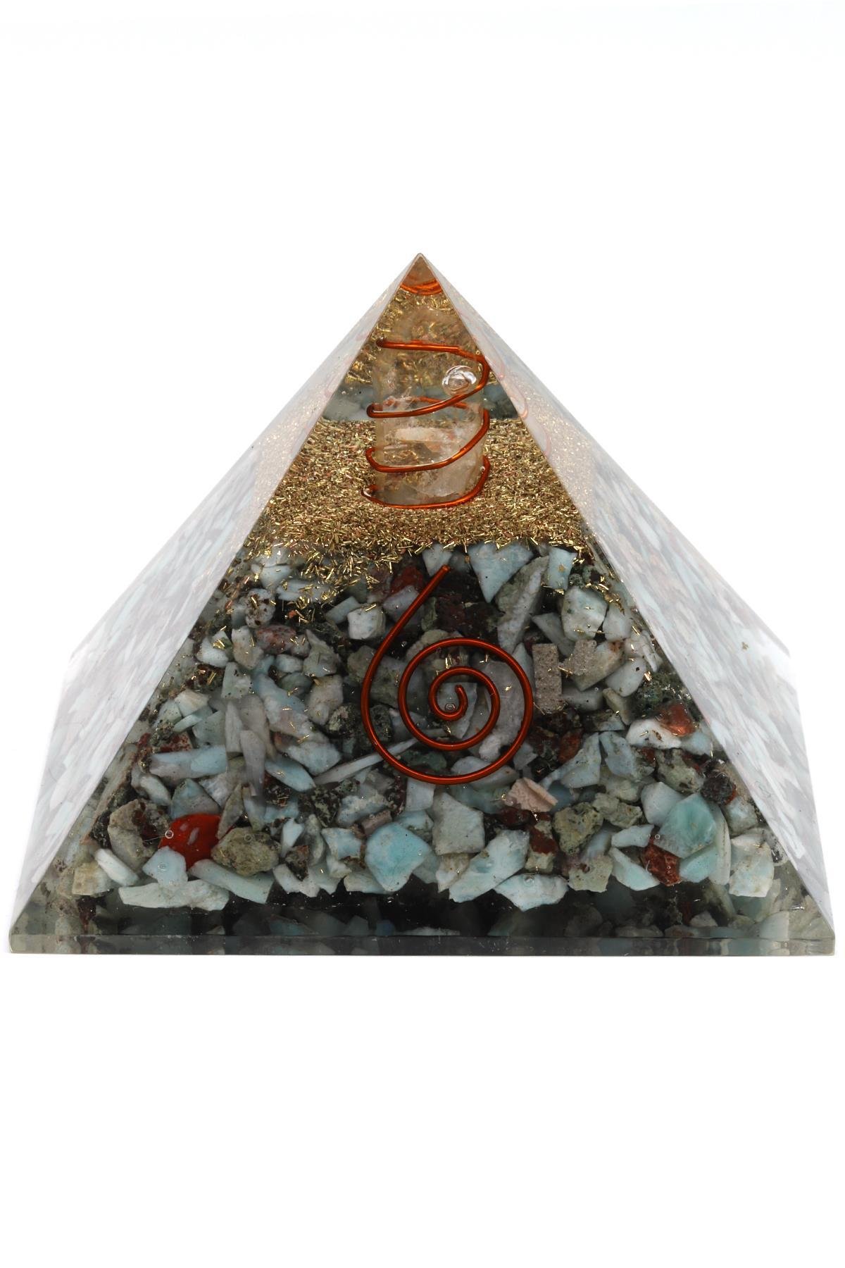 Larimar Taşından Orgonit Piramit