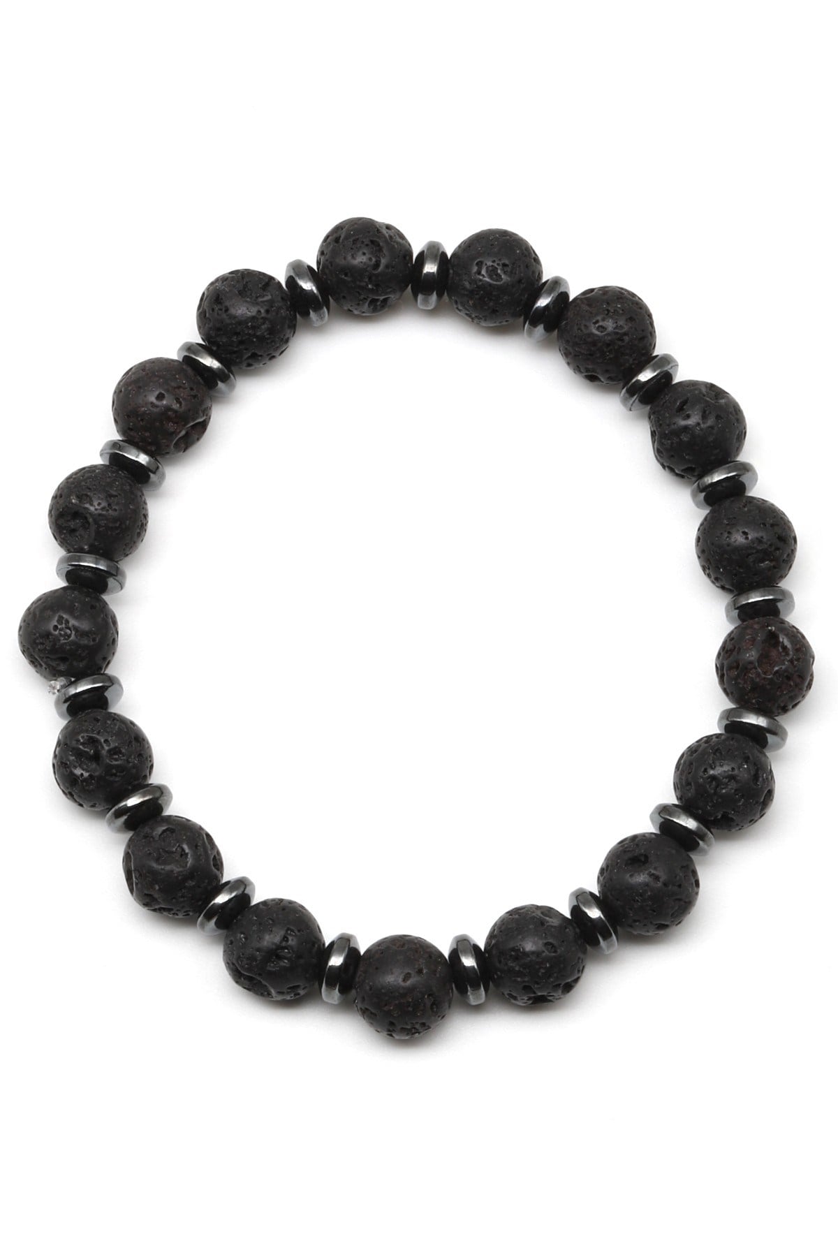 Lav-Hematit Doğal Taş Bileklik 8 mm Küre Kesim - BLK-2059