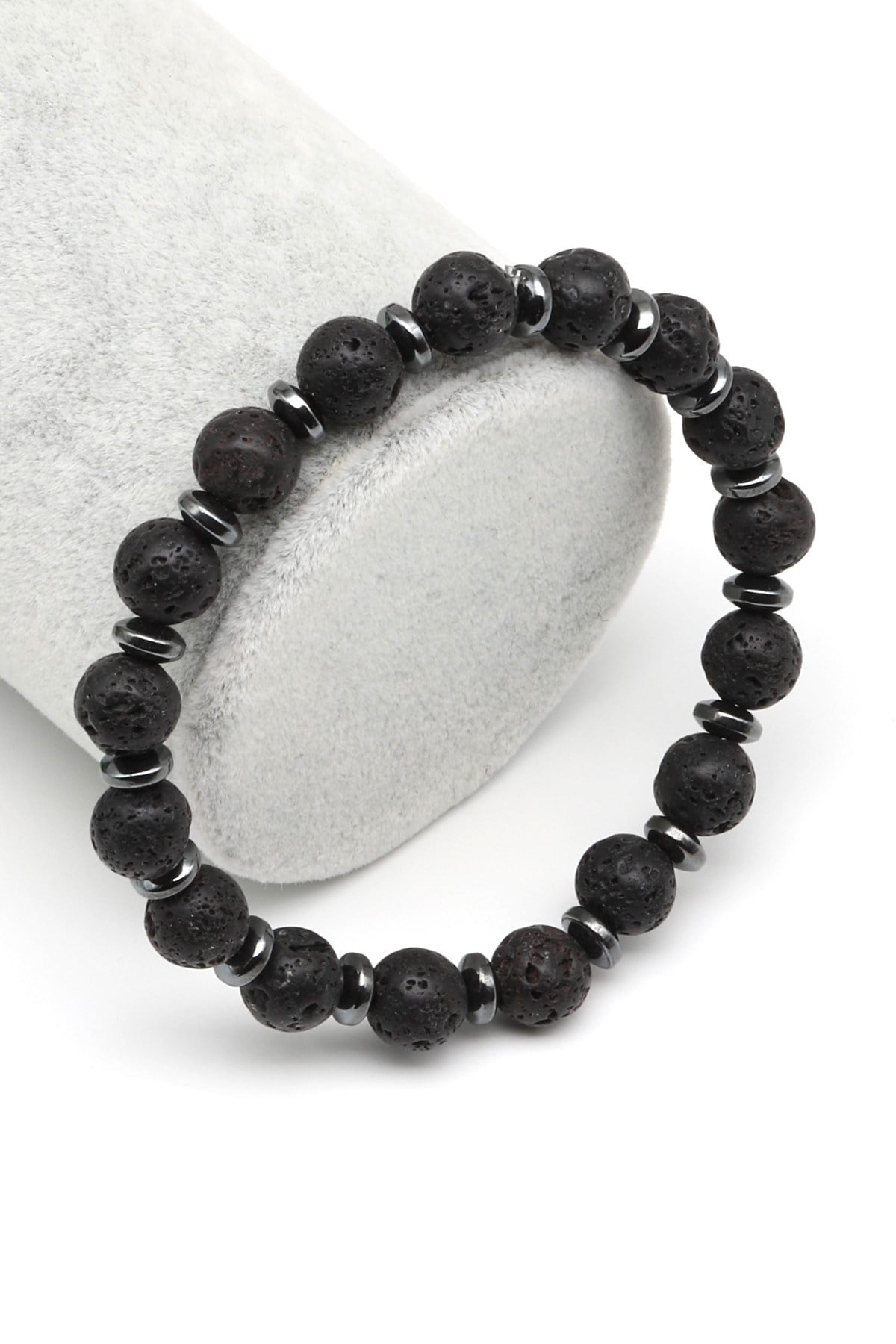 Lav-Hematit Doğal Taş Bileklik 8 mm Küre Kesim - BLK-2059