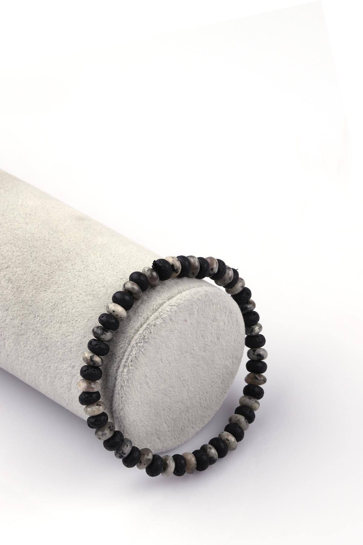 Lav Taşı - Jade Doğal Taş Bileklik 6 x 3 mm Rondel Kesim