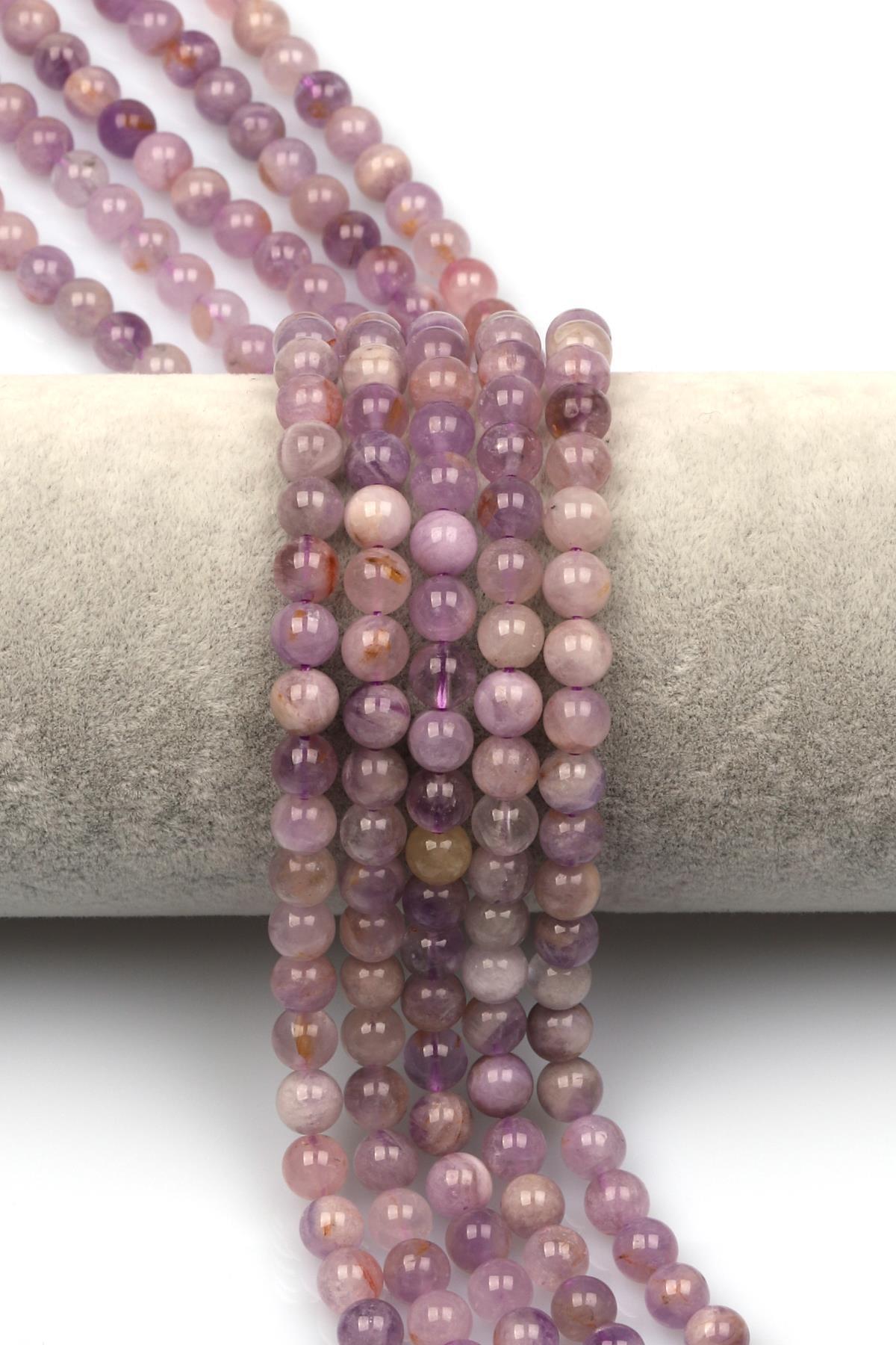 Lavander Ametist Doğal Taş Dizi 6 mm Küre Kesim