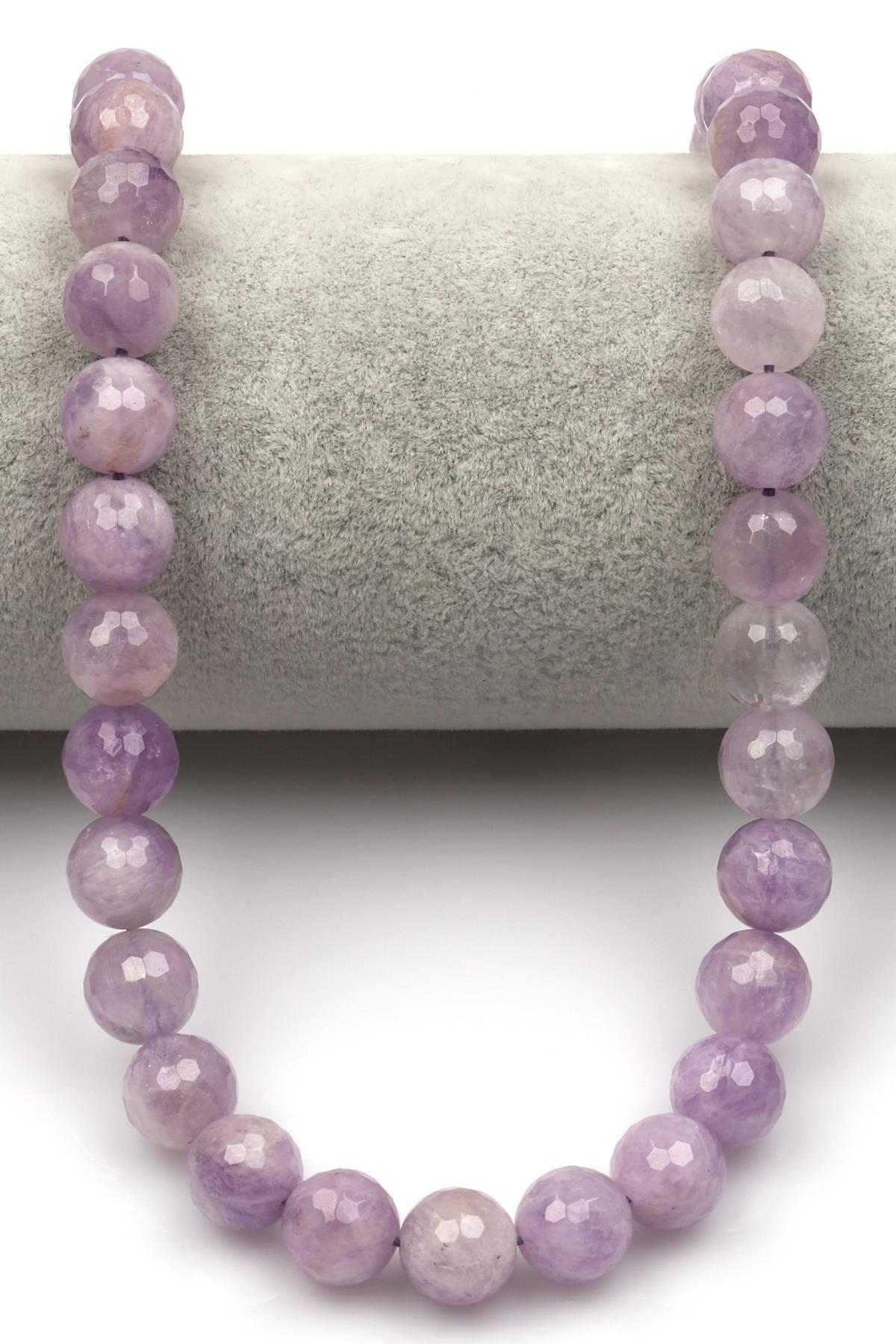 Lavander Ametist Doğaltaş Dizi 10 mm Fasetli Küre Kesim