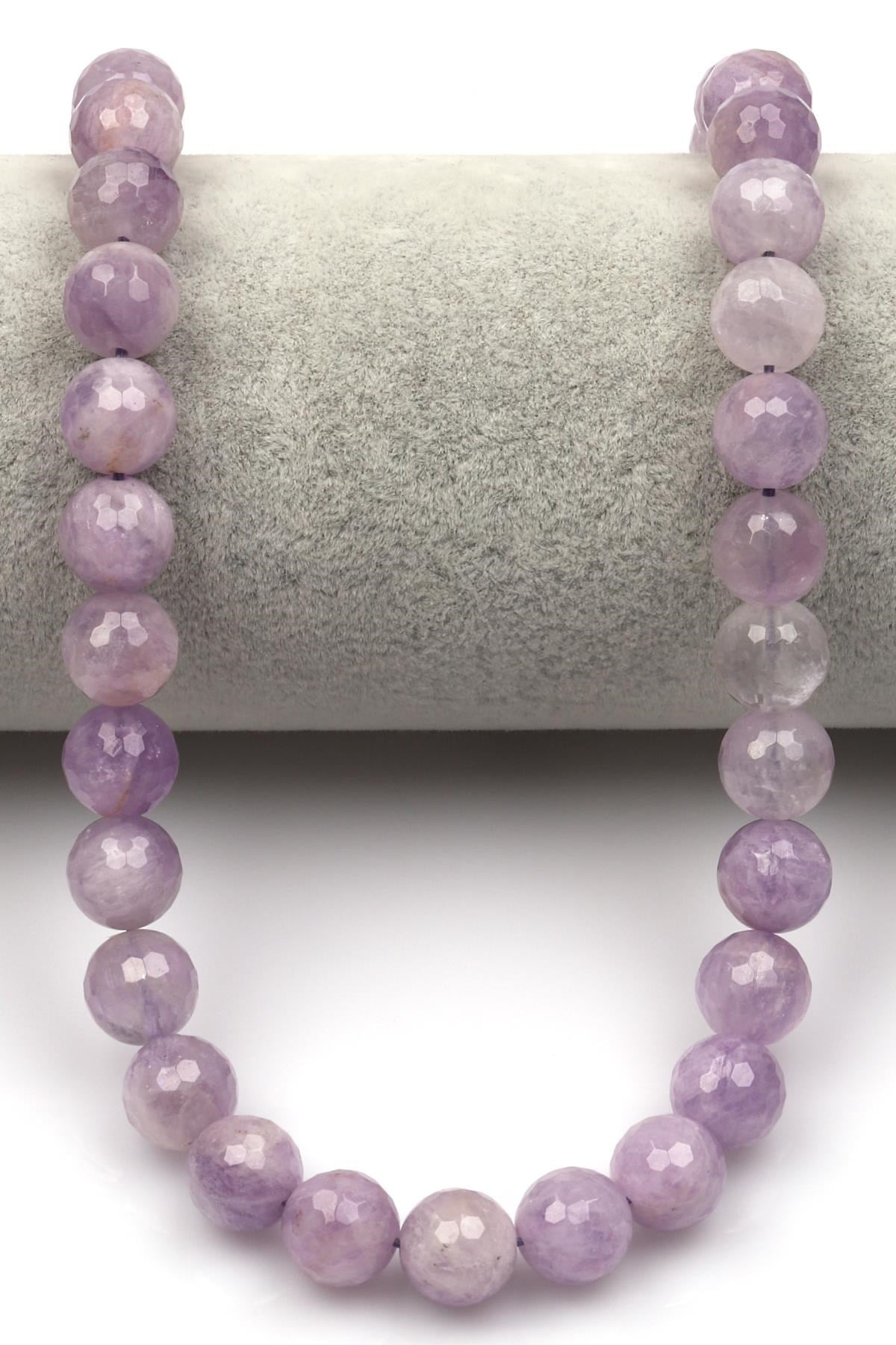 Lavander Ametist Doğaltaş Dizi 10 mm Fasetli Küre Kesim