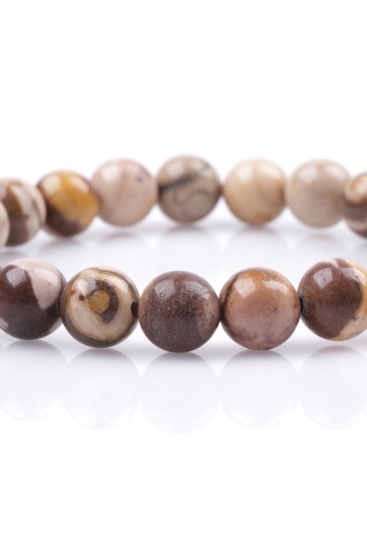 Leopard Skin Jasper Doğal Taş Bileklik 8 mm Küre Kesim