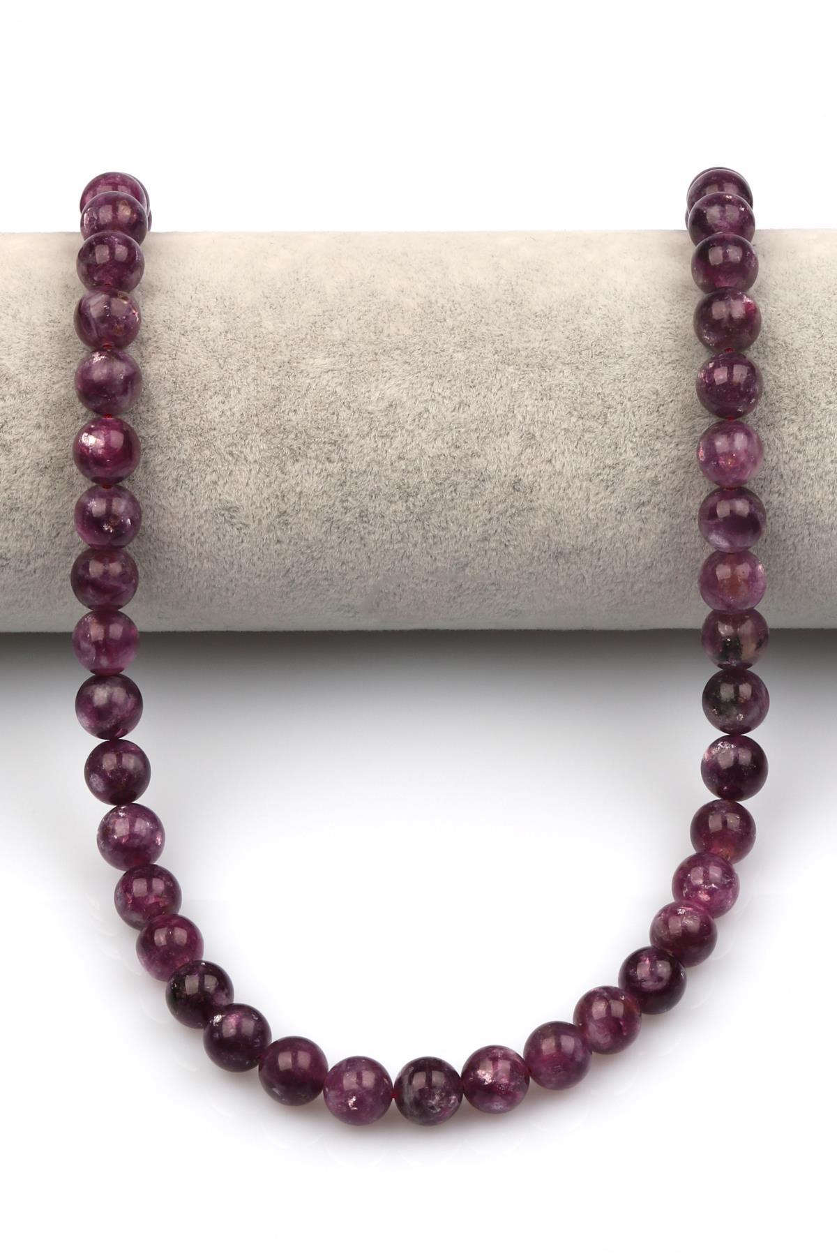 Lepidolit (AAA Kalite) Doğaltaş Dizi 8 mm Küre Kesim