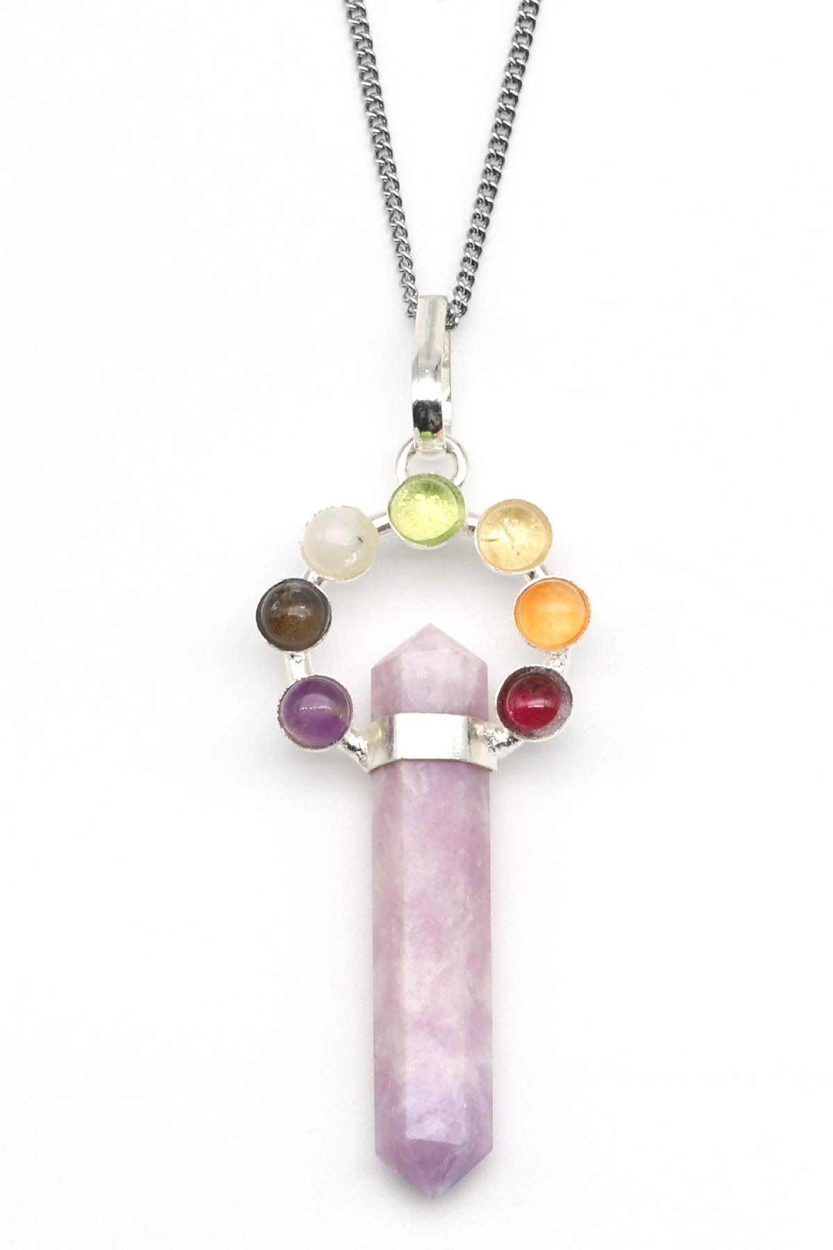 Lepidolit  - Çakra Doğal Taş Çivi Model Kolye