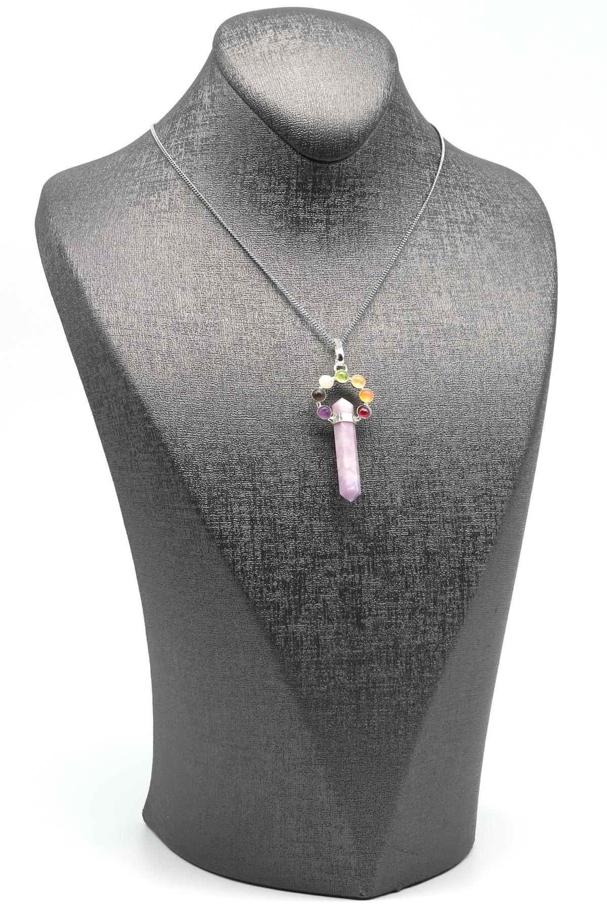 Lepidolit  - Çakra Doğal Taş Çivi Model Kolye