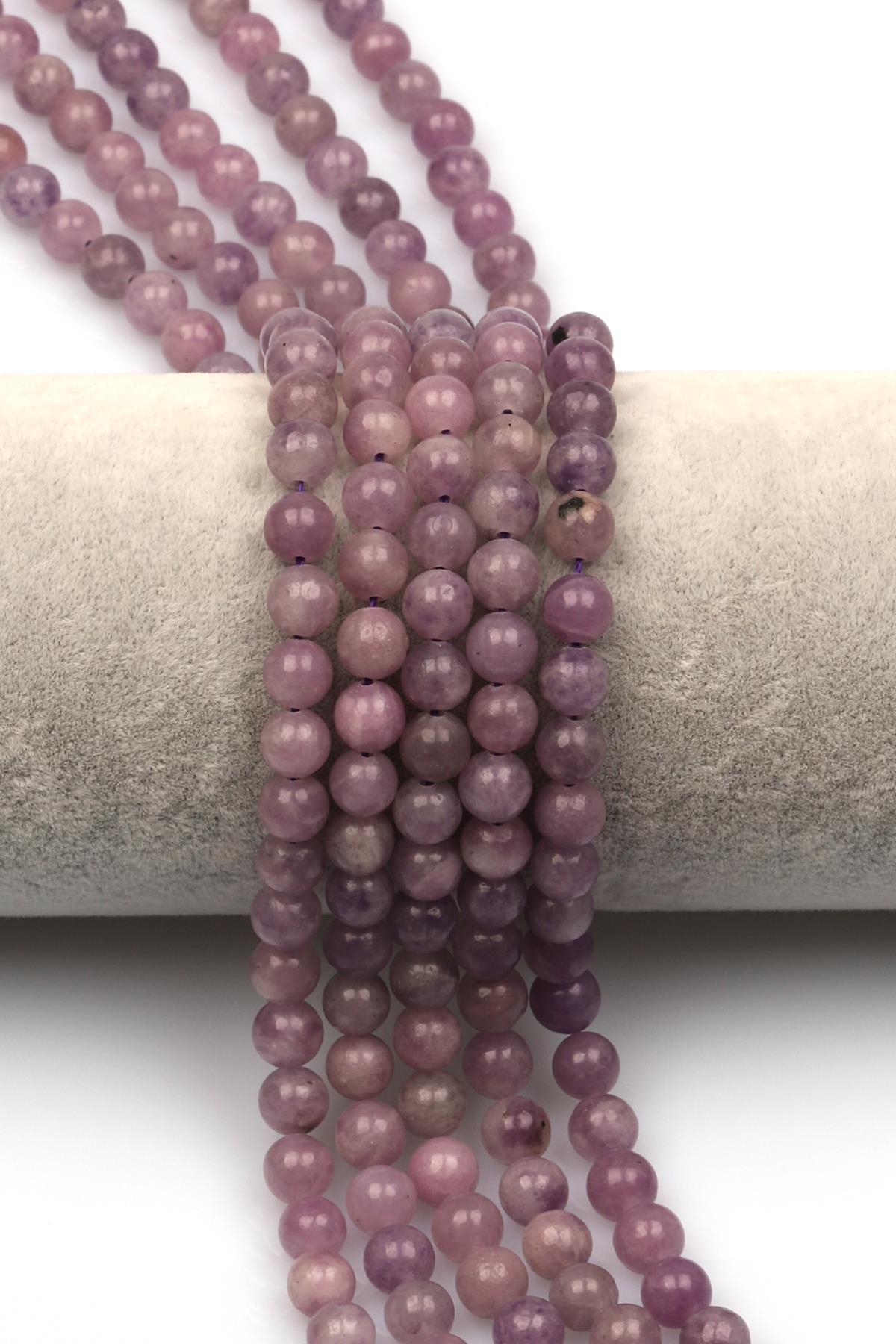 Lepidolit Doğal Taş Dizi 6 mm Küre Kesim