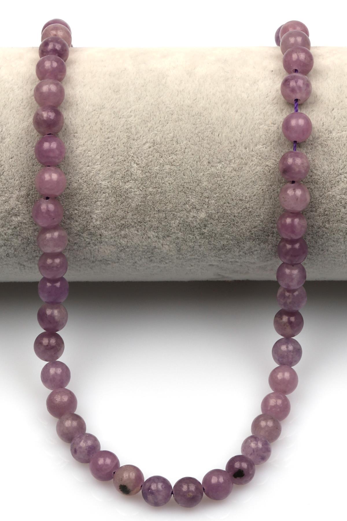 Lepidolit Doğal Taş Dizi 6 mm Küre Kesim