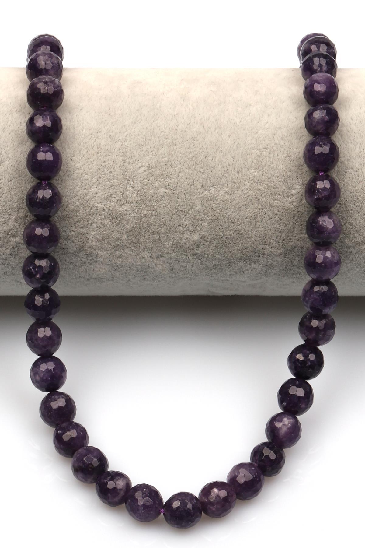 Lepidolit Doğal Taş Dizi 8 mm Fasetli Küre Kesim