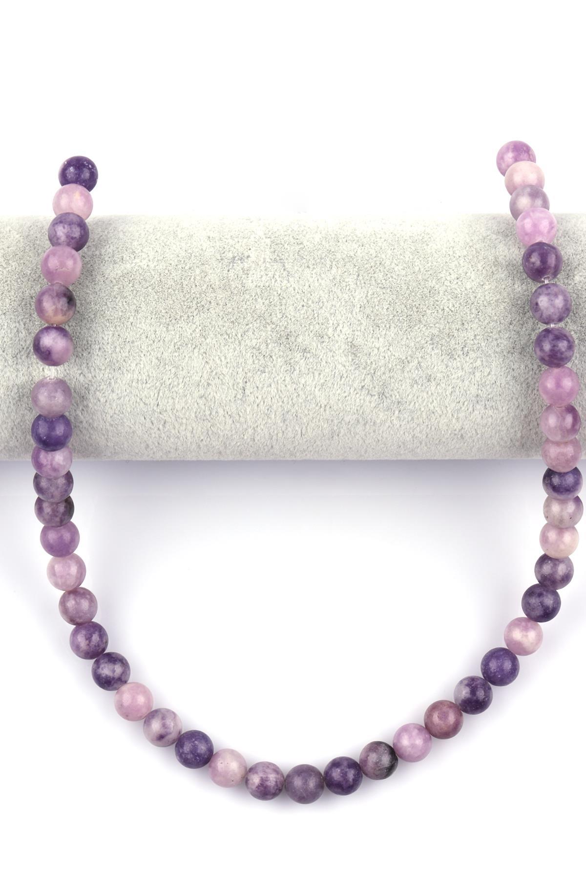 Lepidolit Doğal Taş Dizi 8 mm Küre Kesim