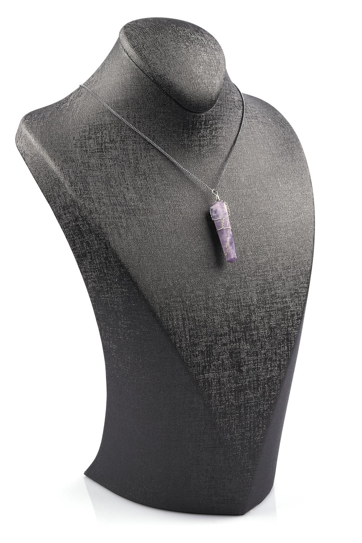 Lepidolit Taşı Doğal Taş Tel Sarmalı Kolye