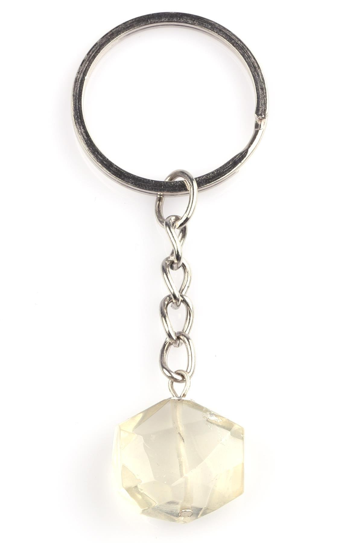 Limon Kuvars Doğal Taş Anahtarlık 