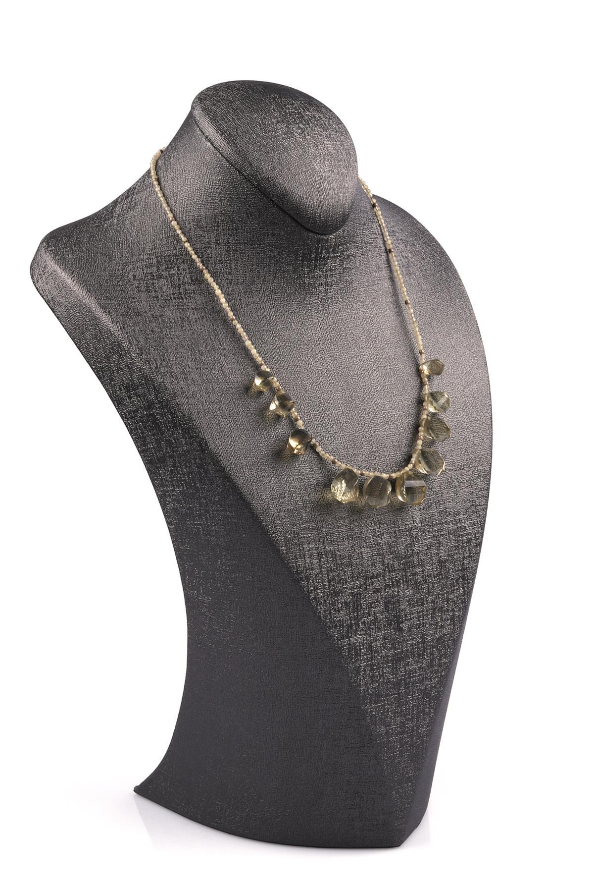 Limon Kuvars Doğal Taş Tasarım Kolye