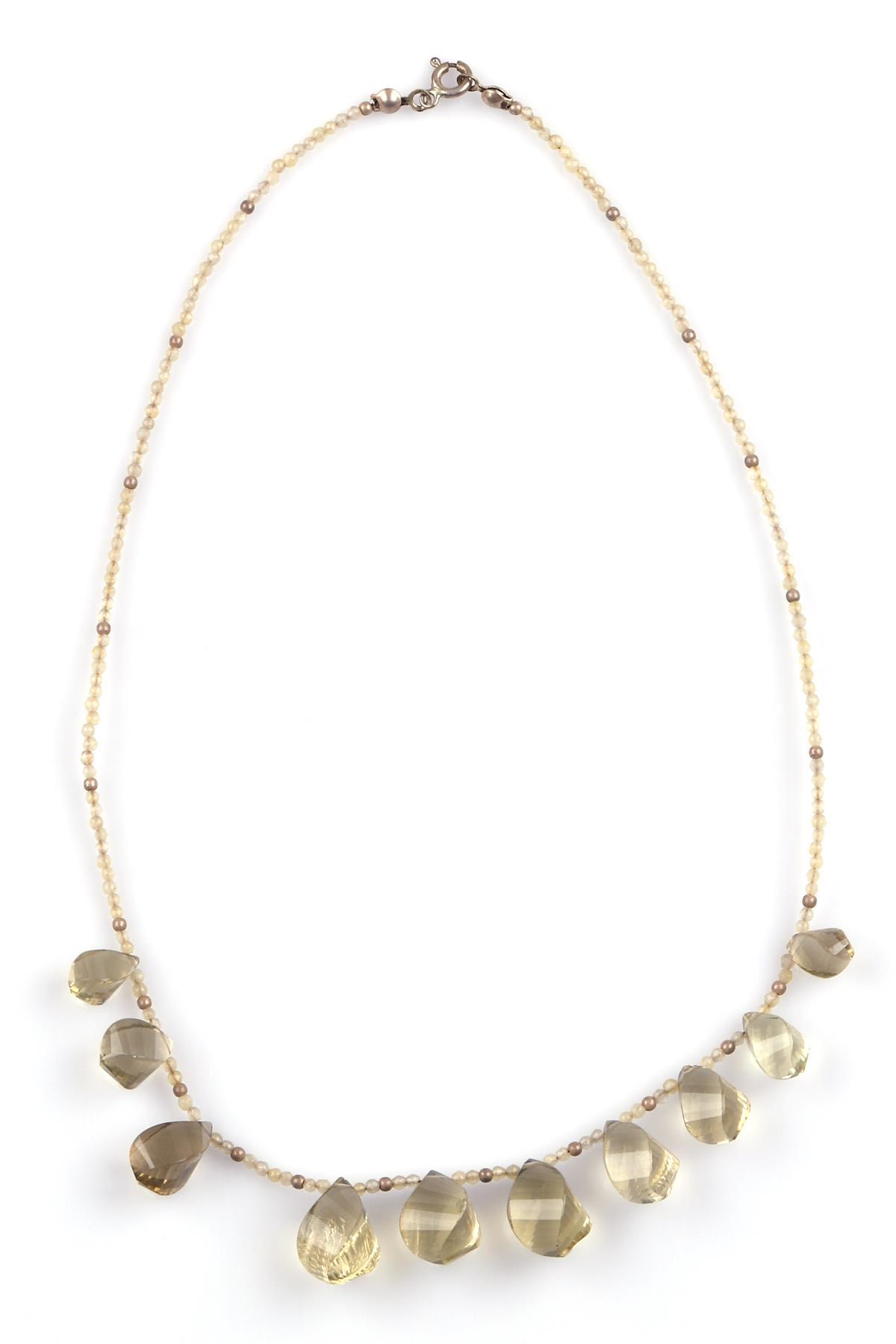 Limon Kuvars Doğal Taş Tasarım Kolye