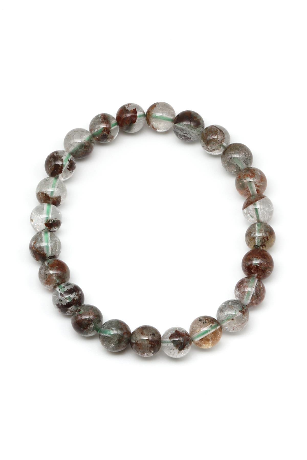 Lodolit Kuvars Doğal Taş Bileklik 7 mm Küre Kesim