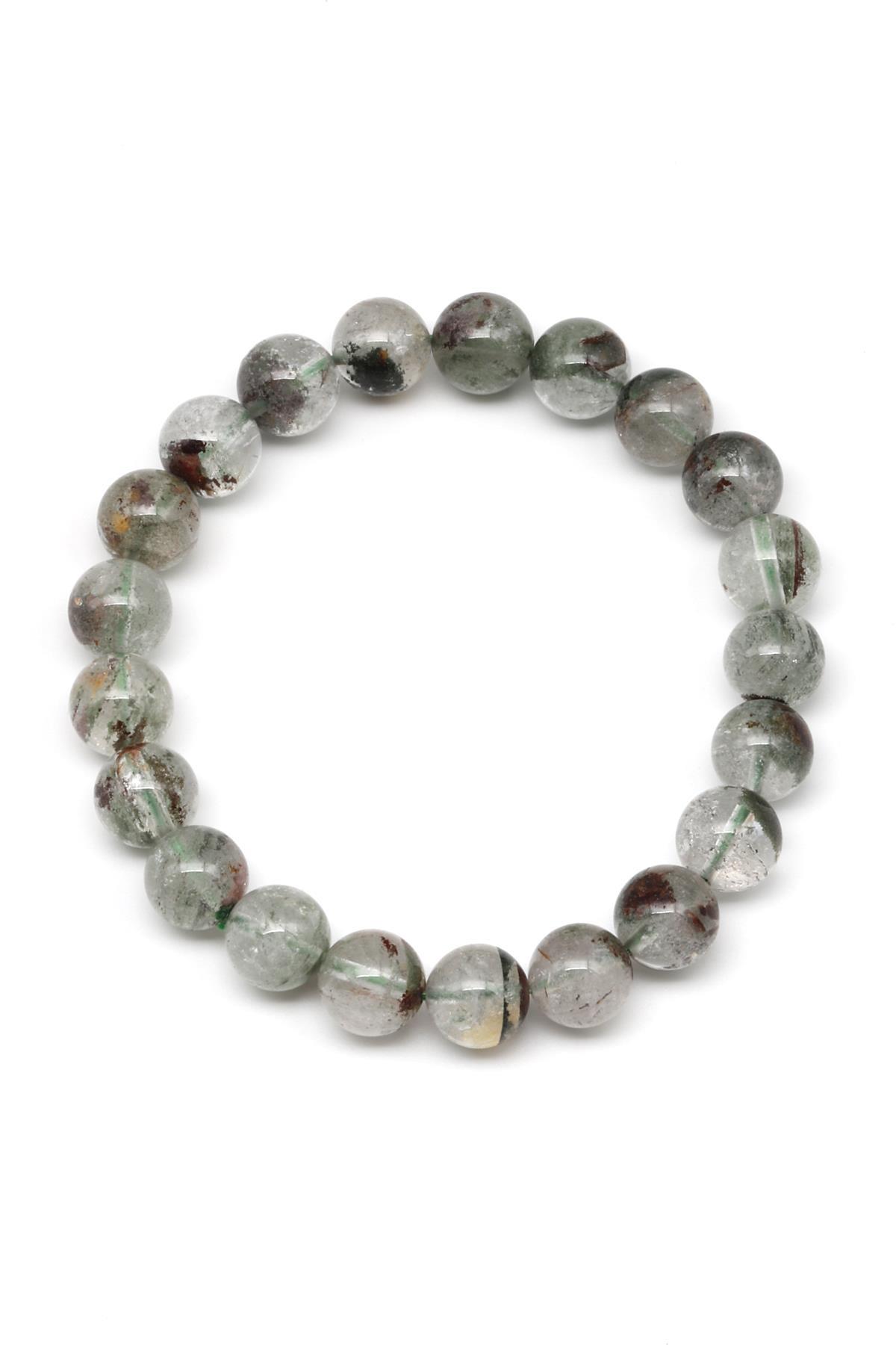 Lodolit Kuvars Doğal Taş Bileklik 9 mm Küre Kesim