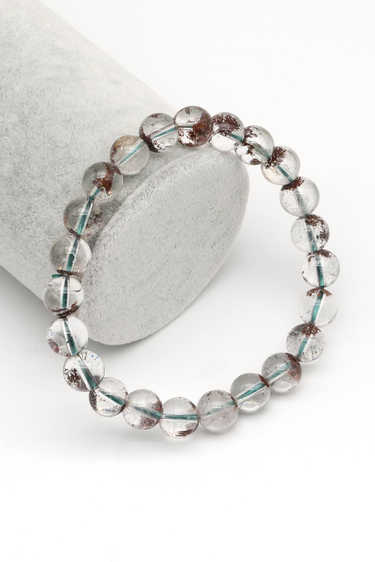 Lodolit Kuvars Doğal Taş Bileklik 9 mm Küre Kesim