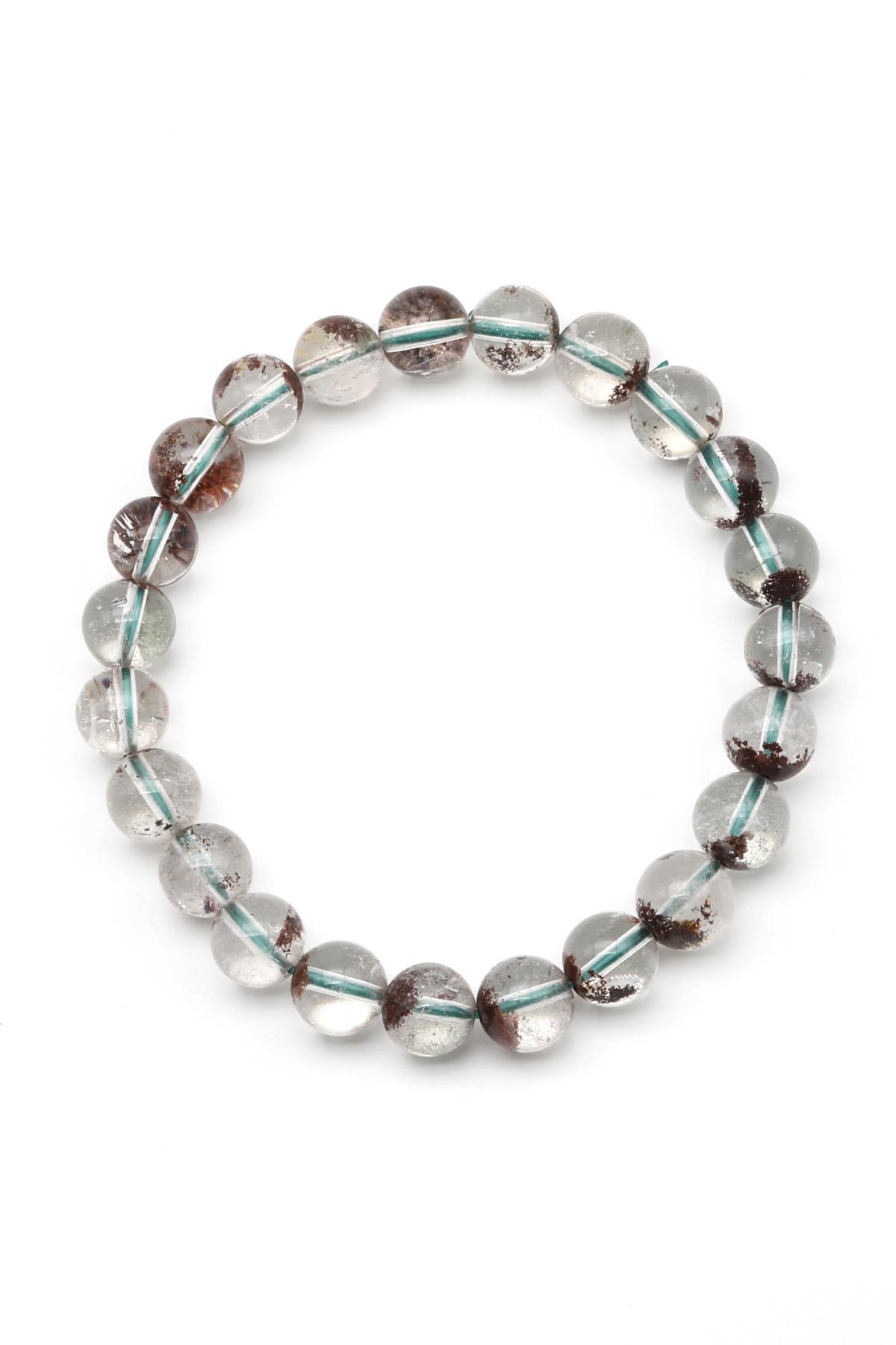 Lodolit Kuvars Doğal Taş Bileklik 9 mm Küre Kesim