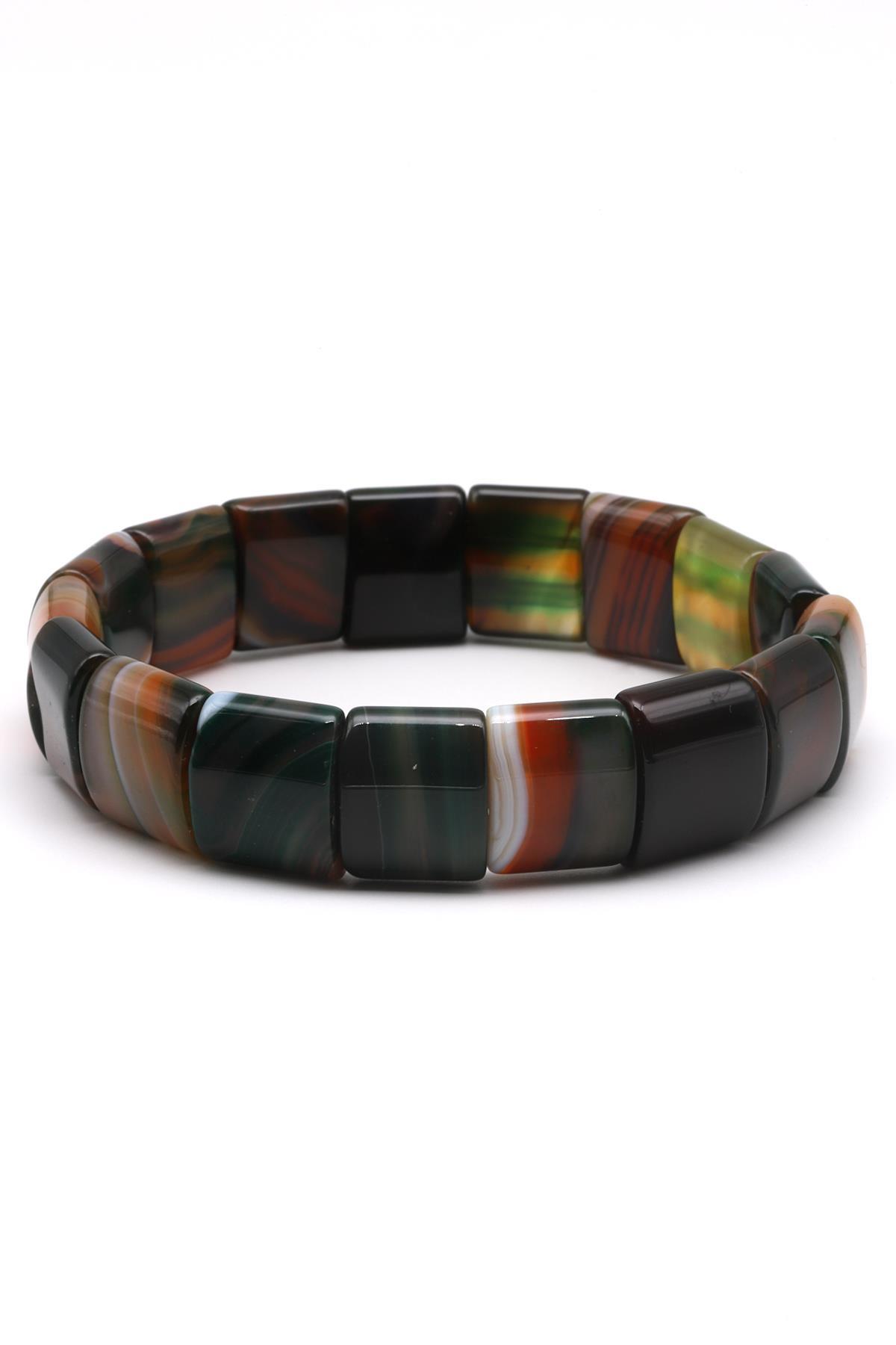 Madagaskar Akik Doğal Taş Bileklik 12 x 14 mm Özel Kesim