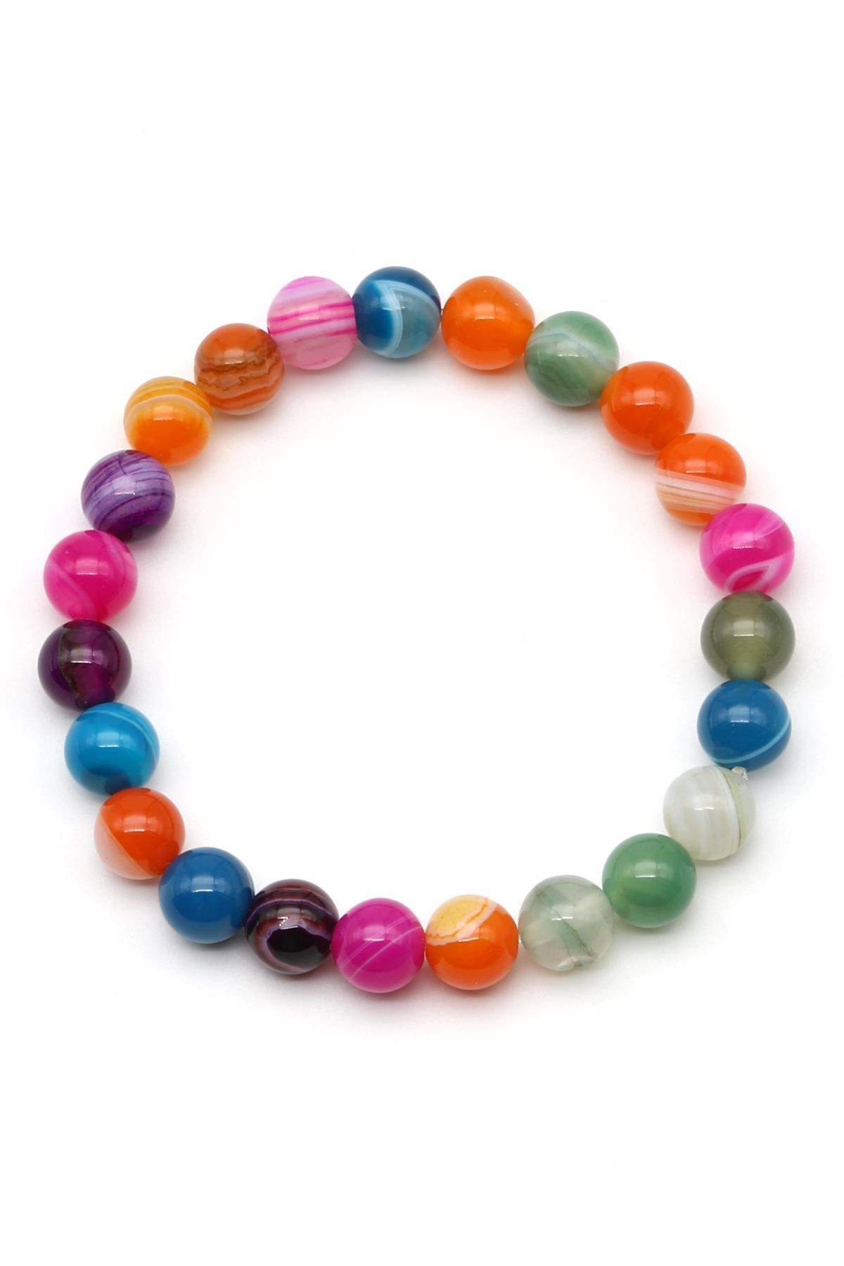 Madagaskar Akik Doğal Taş Bileklik 8 mm Küre Kesim